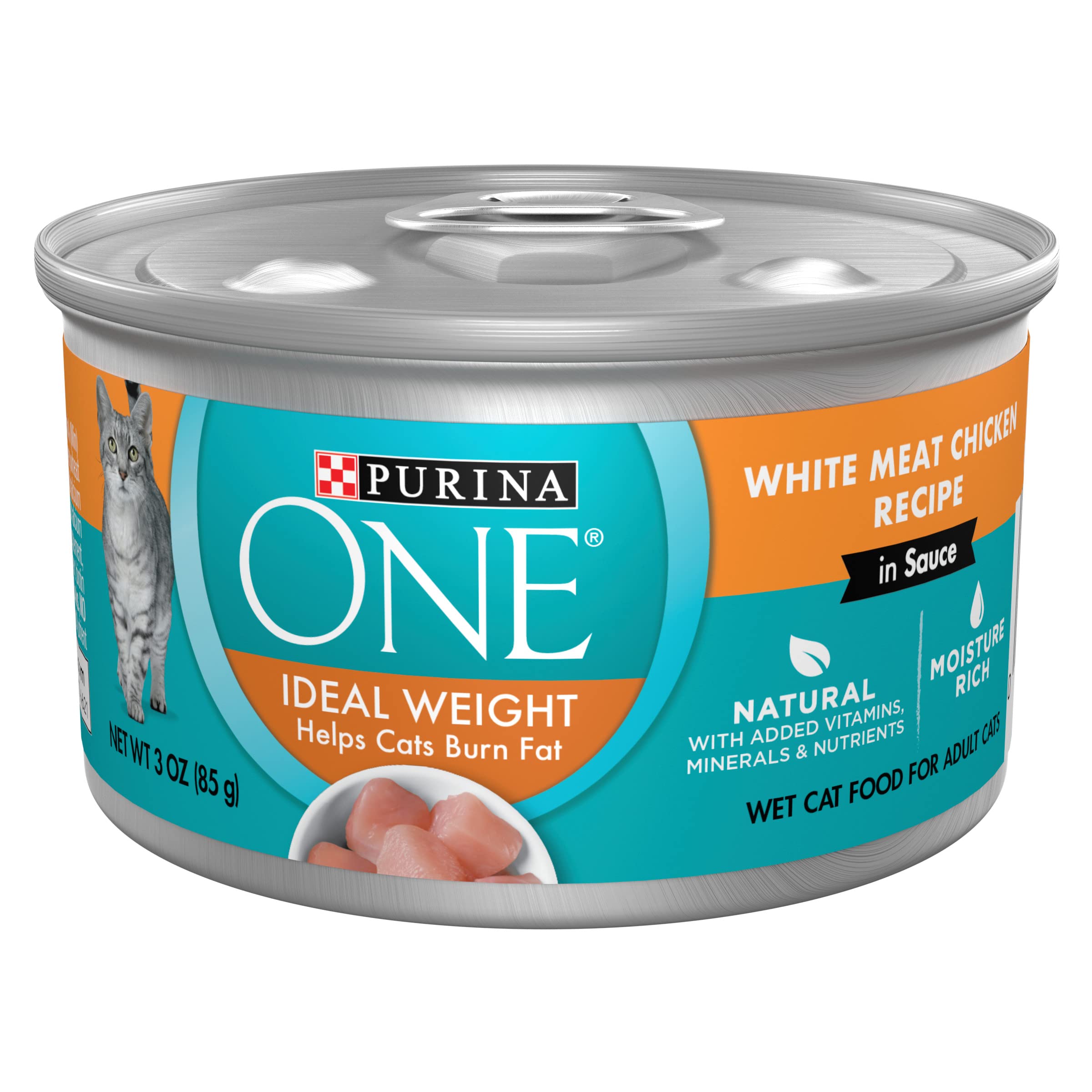 Purina ONE Natural Weight Control Wet Cat Food, Ideal Weight White Meat Chicken Recipe in Sauce - (Pack of 24) 3 oz. Pull-Top Ca