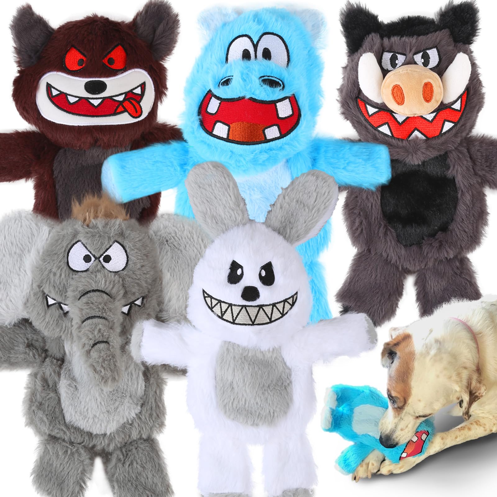 Bzonsmart 5 Pack Squeaky Dog Toys.Tough Plush Chew Toys for Dogs.Interactive Dog Toys to Keep Small Medium Large Breed Dogs Busy