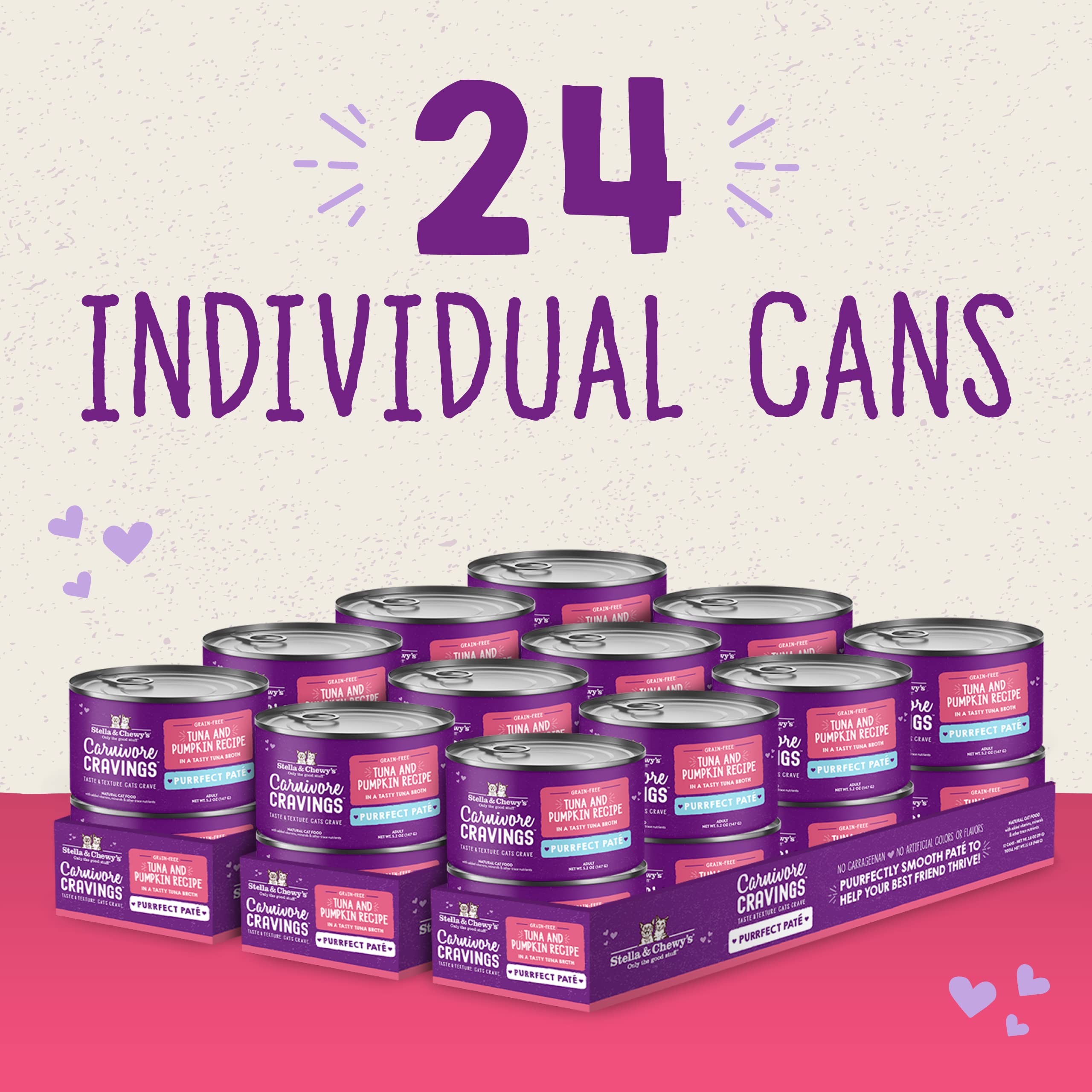 Stella & Chewys Carnivore Cravings Purrfect Pate Cans - Grain Free, Protein Rich Wet Cat Food - Tuna & Pumpkin Recipe - (2.8 Ou