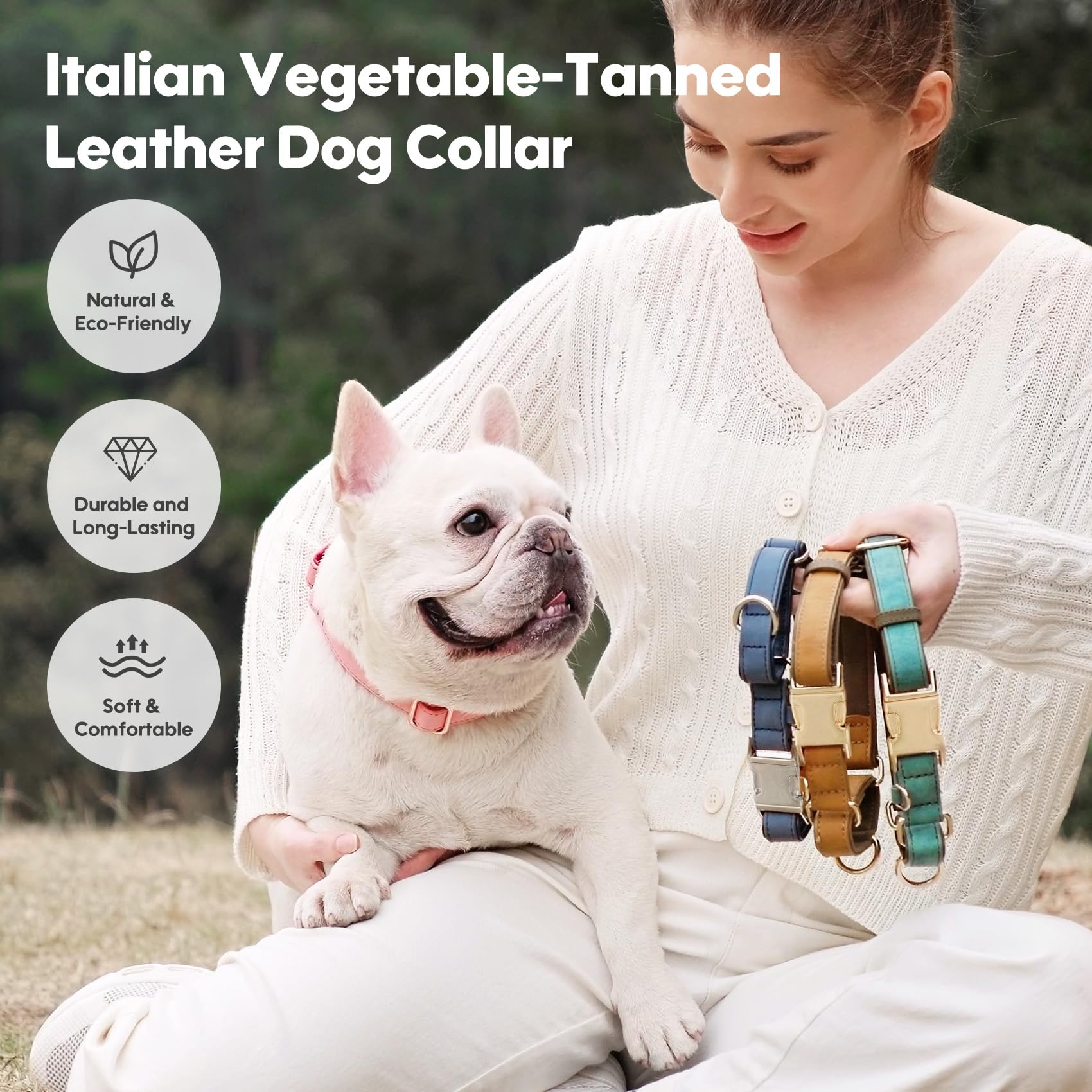 Whippy Vegan Leather Dog Collar No Slip Martingale Dog Collar With Quick Release Metal Buckle For Large Medium Small Dogs,Brown