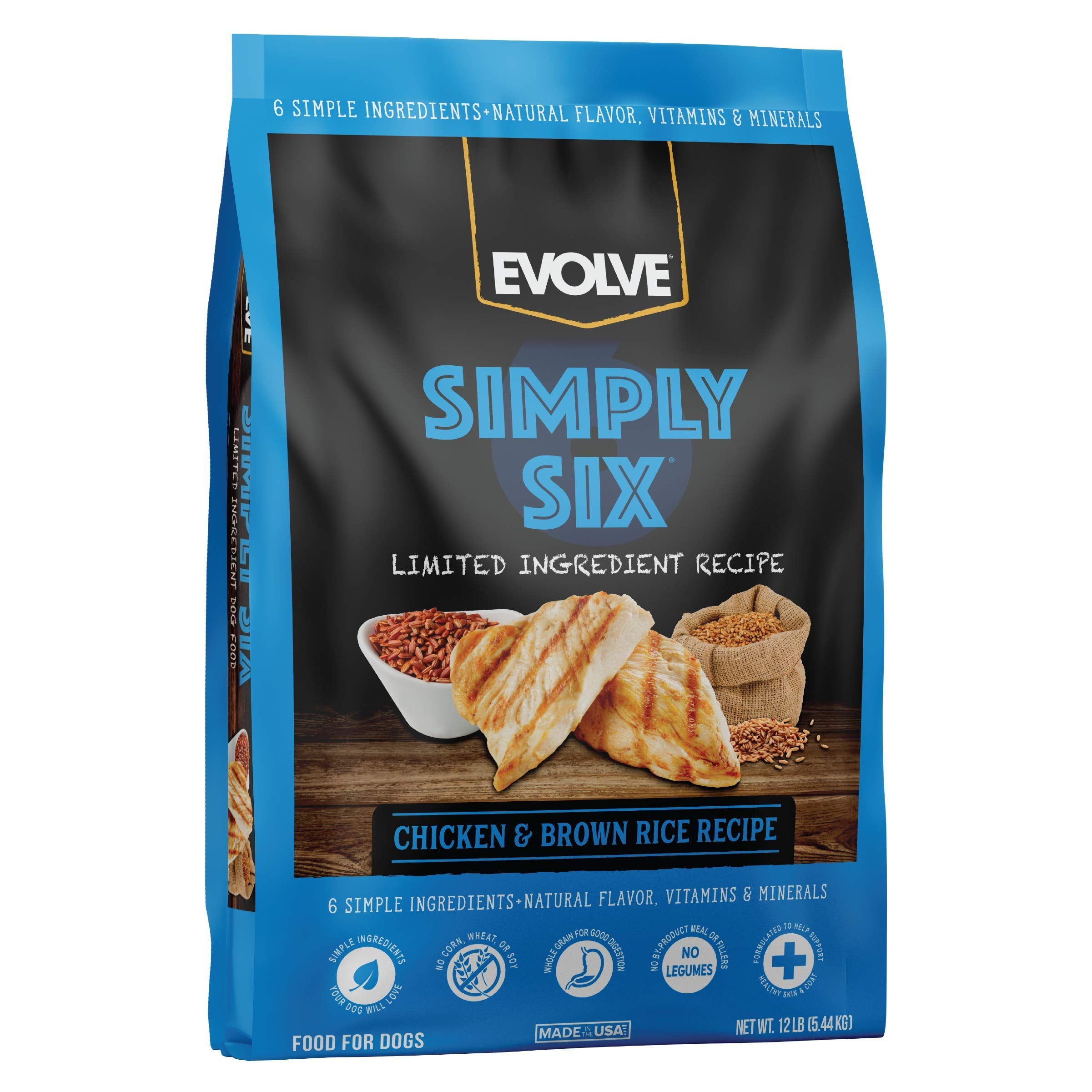 Evolve Simply Six Chicken and Brown Rice Recipe Dog Food, 12lb