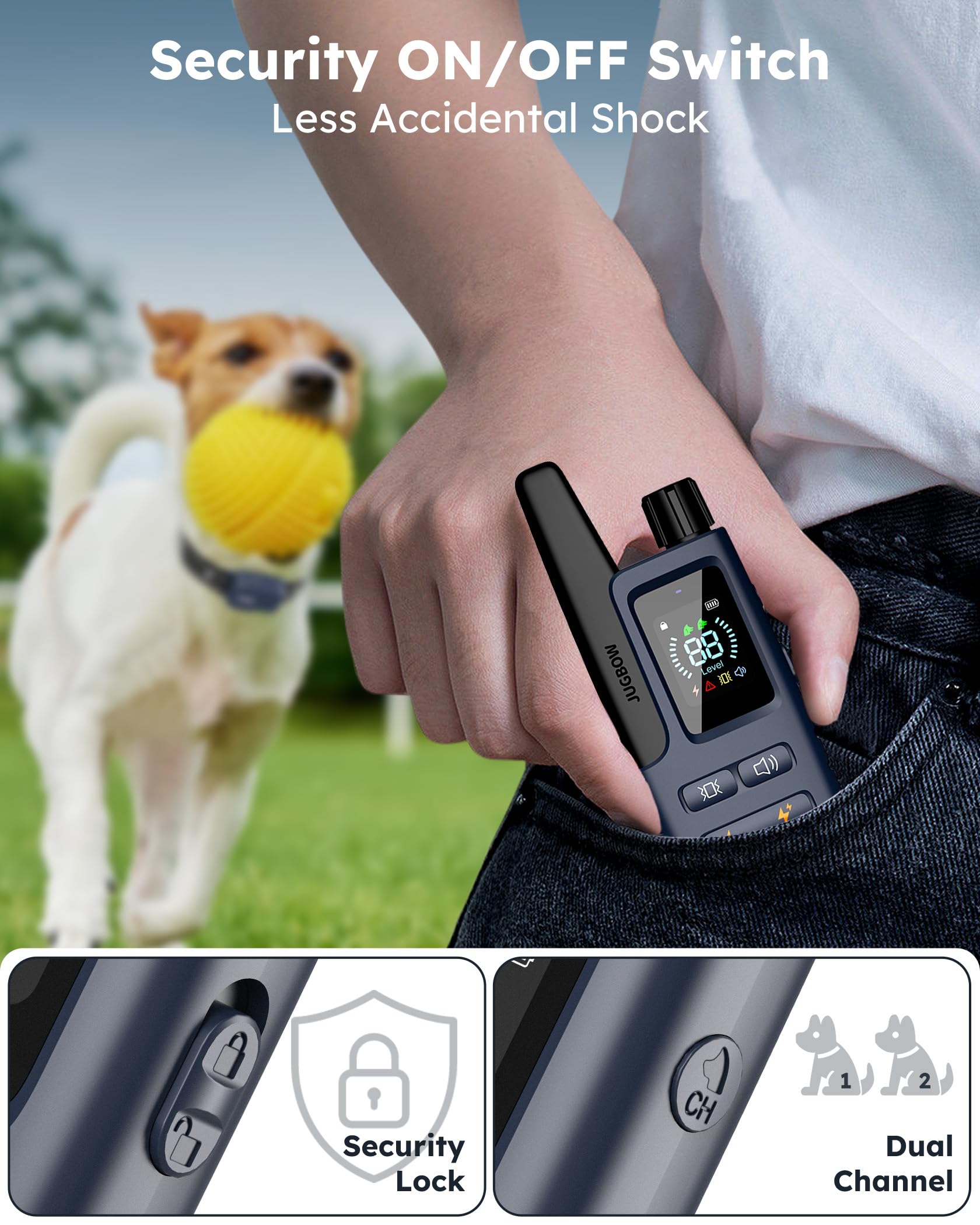 Jugbow Dog Shock Collar 2 Dogs (10-120Lbs) - 4200Ft Dog Training Collar With Remote Ipx7 Waterproof Electric Collar With 4 Training Modes, Rechargeable E-Collar For Lager Medium Small Dog Dark Blue