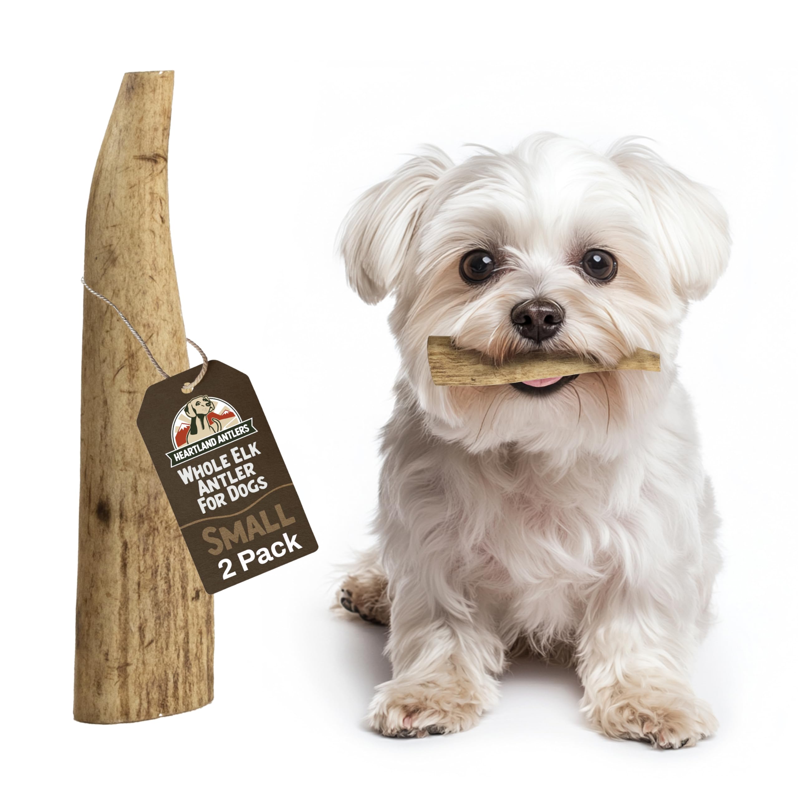 Heartland Elk Antlers for Dogs - Daily Dental Chews for Small Breed Aggressive Chewers to Promote Healthy Teeth & Prevent Destru