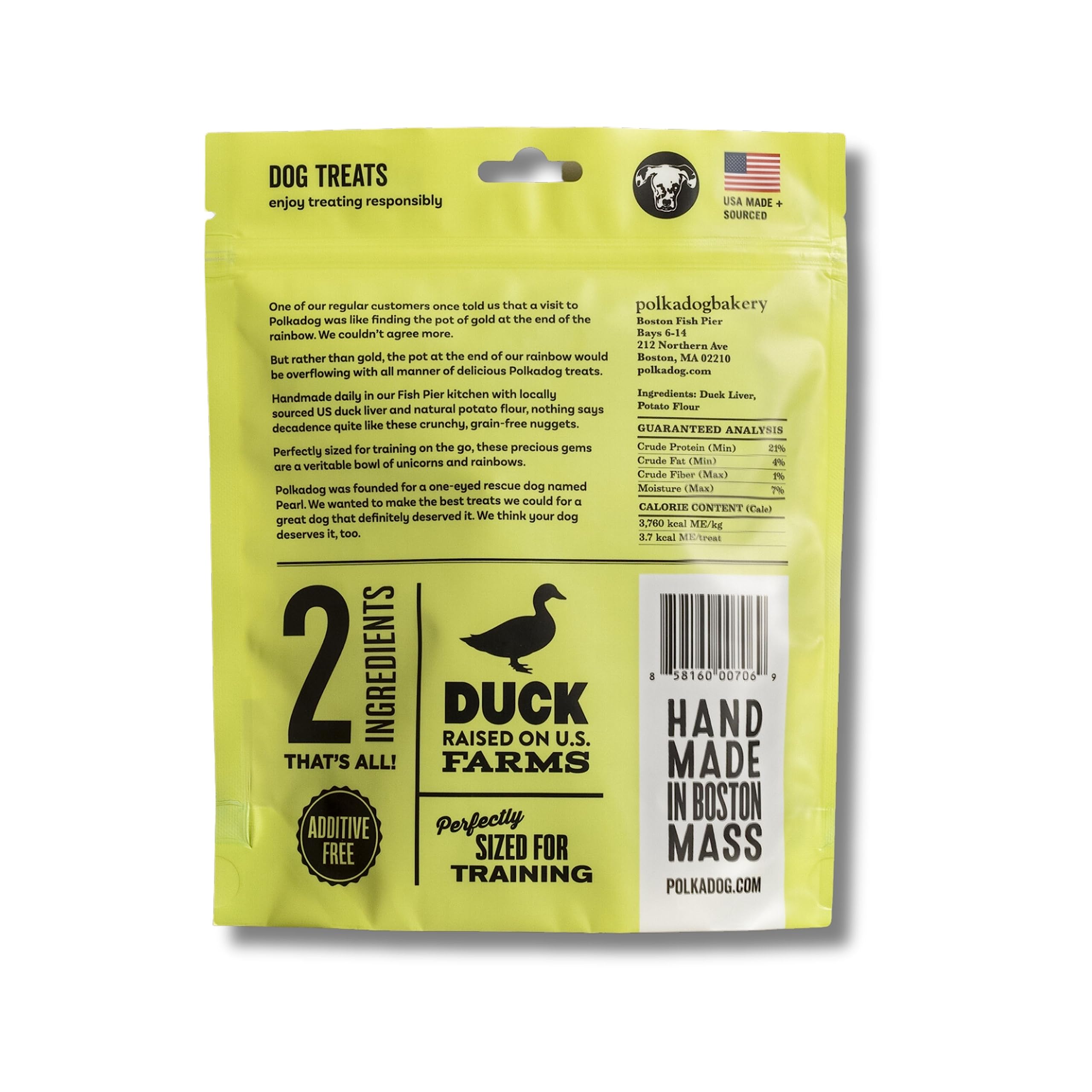 Polkadog Lucky Duck Crunchy Training Bits - All Natural, Grain Free Healthy Training Treats for Dogs. Handcrafted & Made in USA.