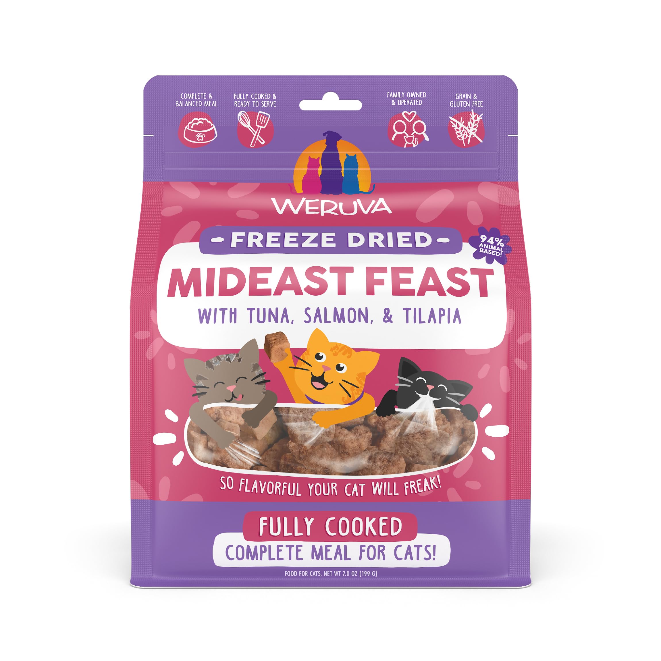Weruva Cat Freeze Dried, Mideast Feast with Tilapia, 7oz Bag