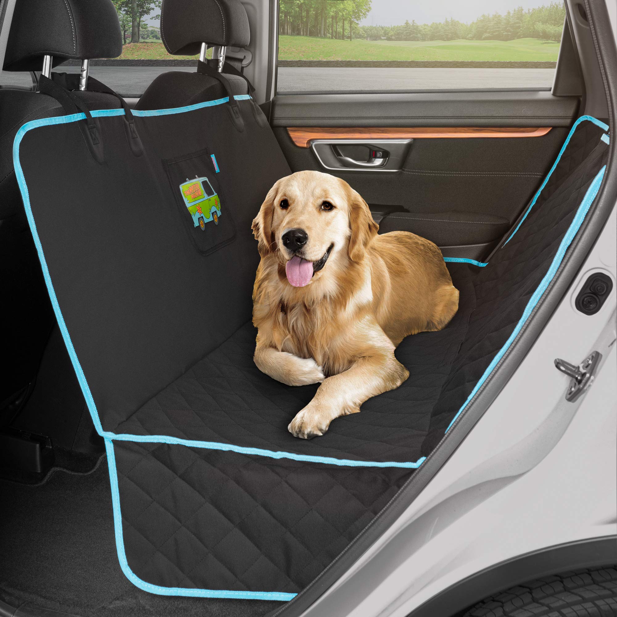 BDK Scooby Doo Dog Car Seat Cover - Heavy Duty Rear Bench Hammock, Non-Slip Polycotton, with Storage Pocket, Model SDPS-062