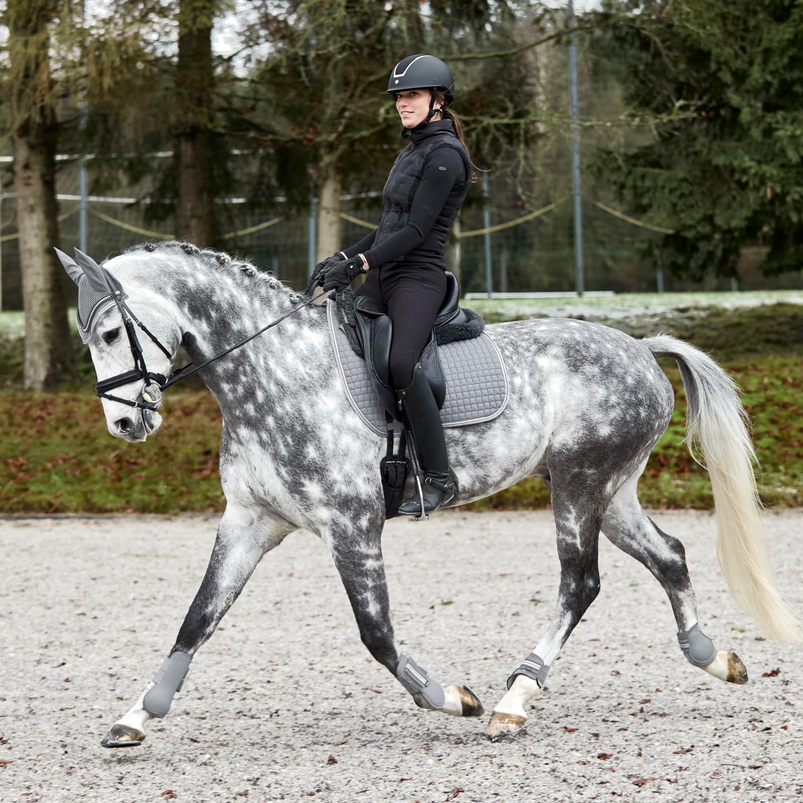 HORZE Adepto Fetlock Boots - Steel Grey - Horse