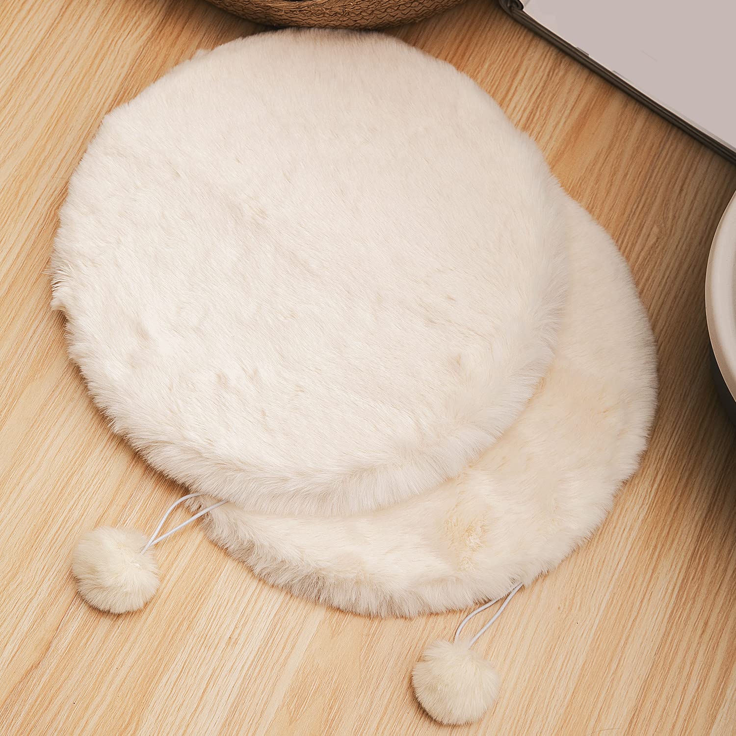 Shengocase 2-Pack 17.7' Round Faux Rabbit Fur Cat Dog Bed Cushion Pad Mat, Cat Tree Tower Replacement Cushion Pad, Pad For Window Perch, Cat Dog Carrier House Cage Crate Kennel Furniture