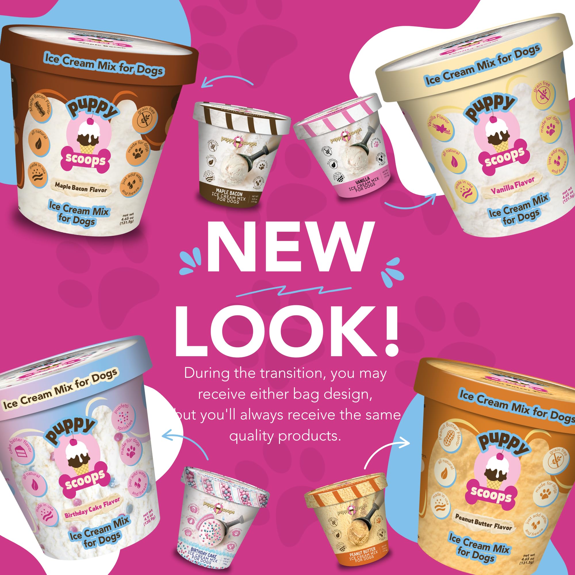 Puppy Scoops Dog Ice Cream Mix - Just Add Water and Freeze at Home, Powder Mix with Ice Cream Cup and Reusable Lid, Ice Cream Mi