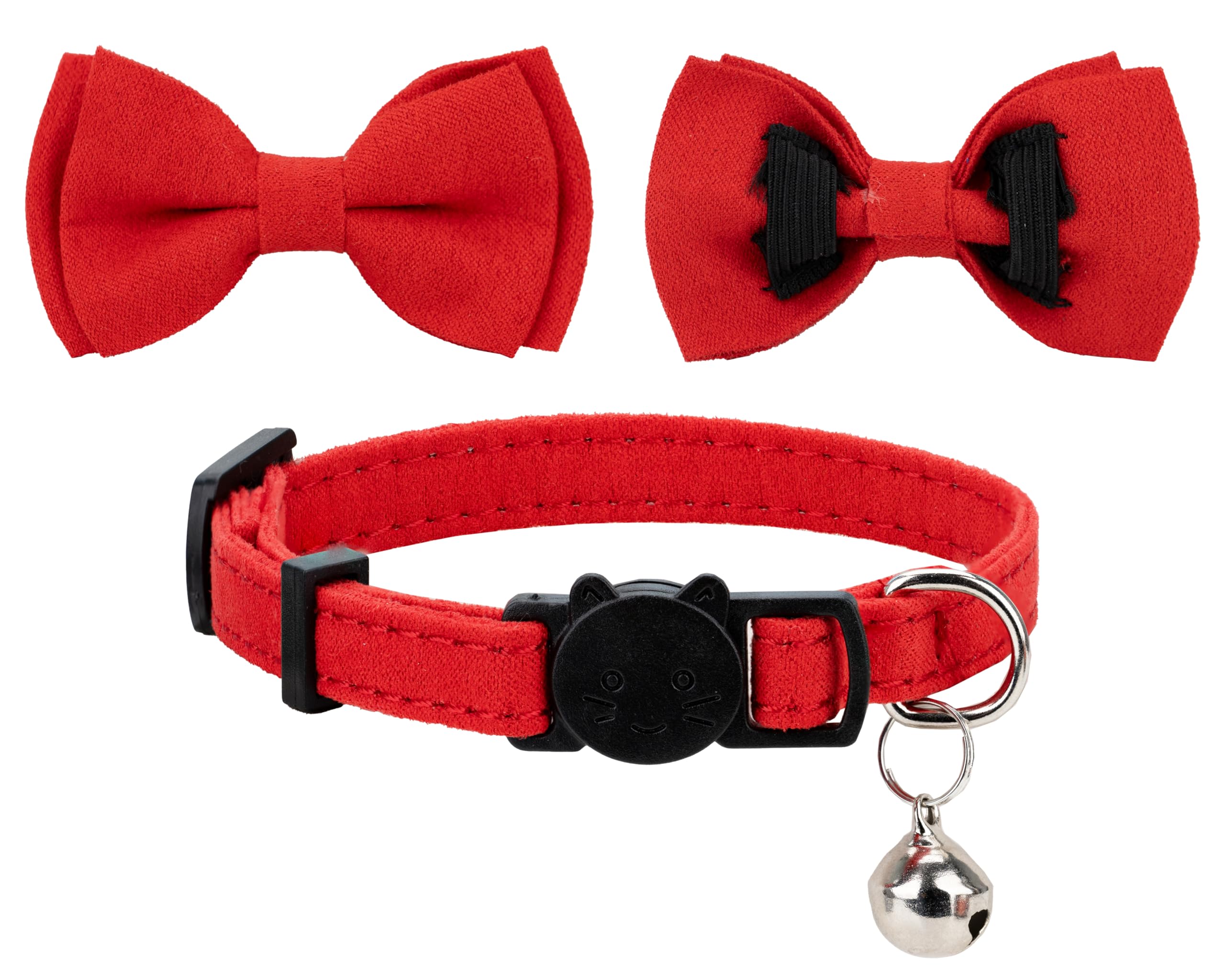 Gyapet Collar For Cats Pets Breakaway With Bell Bowtie Floral Bow Detachable Adjustable Safety Puppy 2Pcs Christmas-A