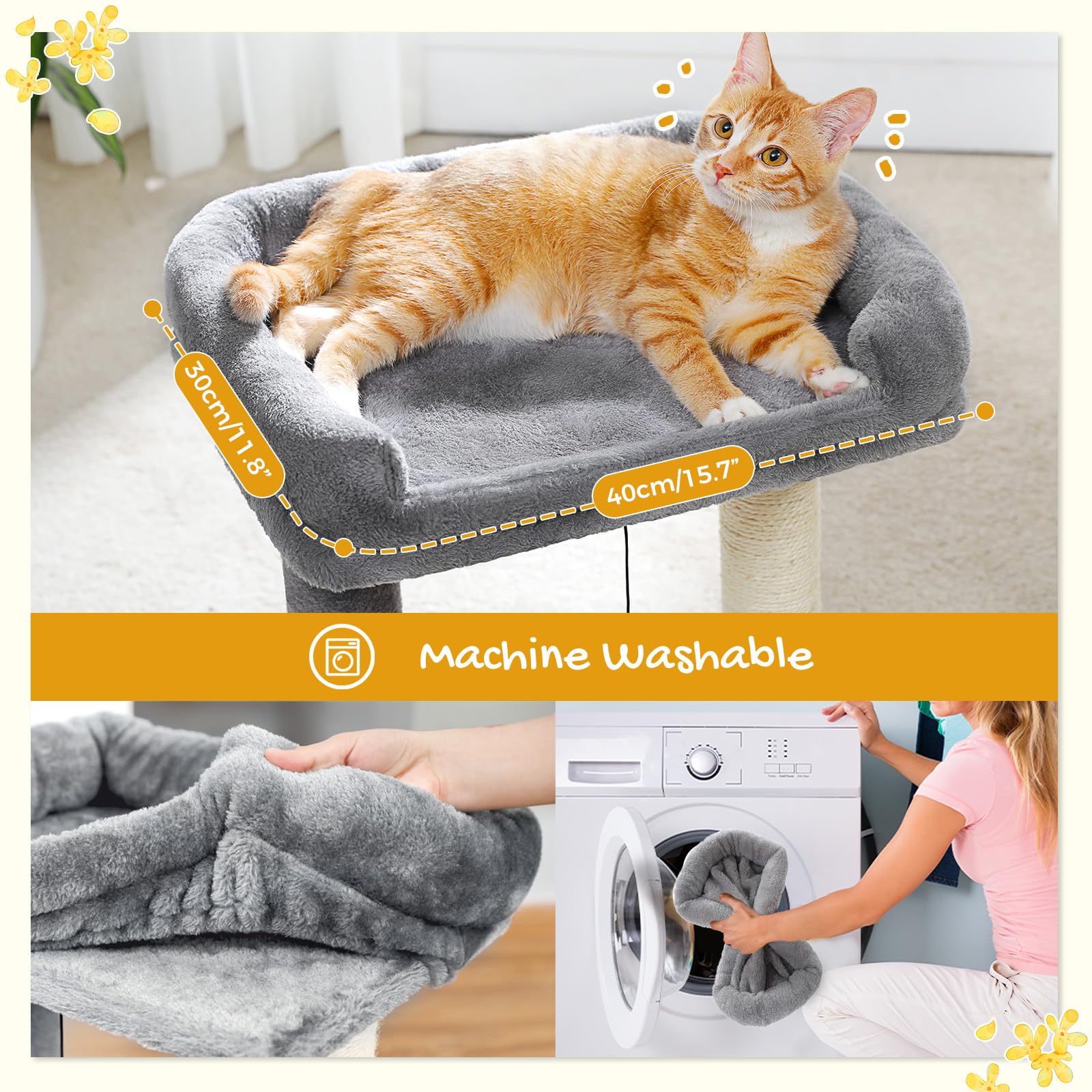 Pawz Road Cat Scratching Post Bed, Featuring With Soft Perch Sisal-Covered Scratch Posts And Pads With Play Ball Great For Kitte