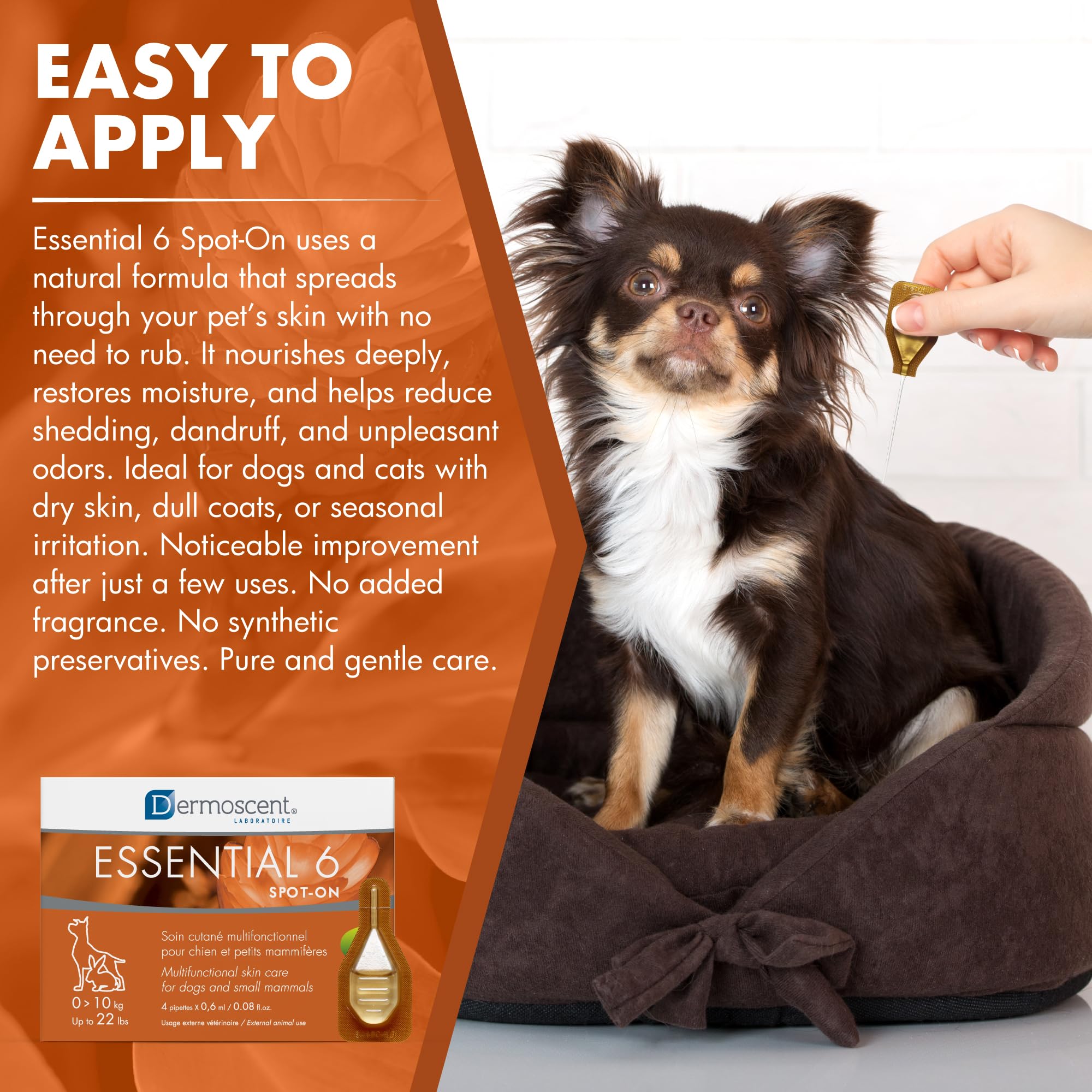 Dermoscent Essential 6 spot-on - Dog Skin Care for Dandruff & Allergy Relief with Vitamin E Oil - Anti Itch for Dogs - Dog & Sma
