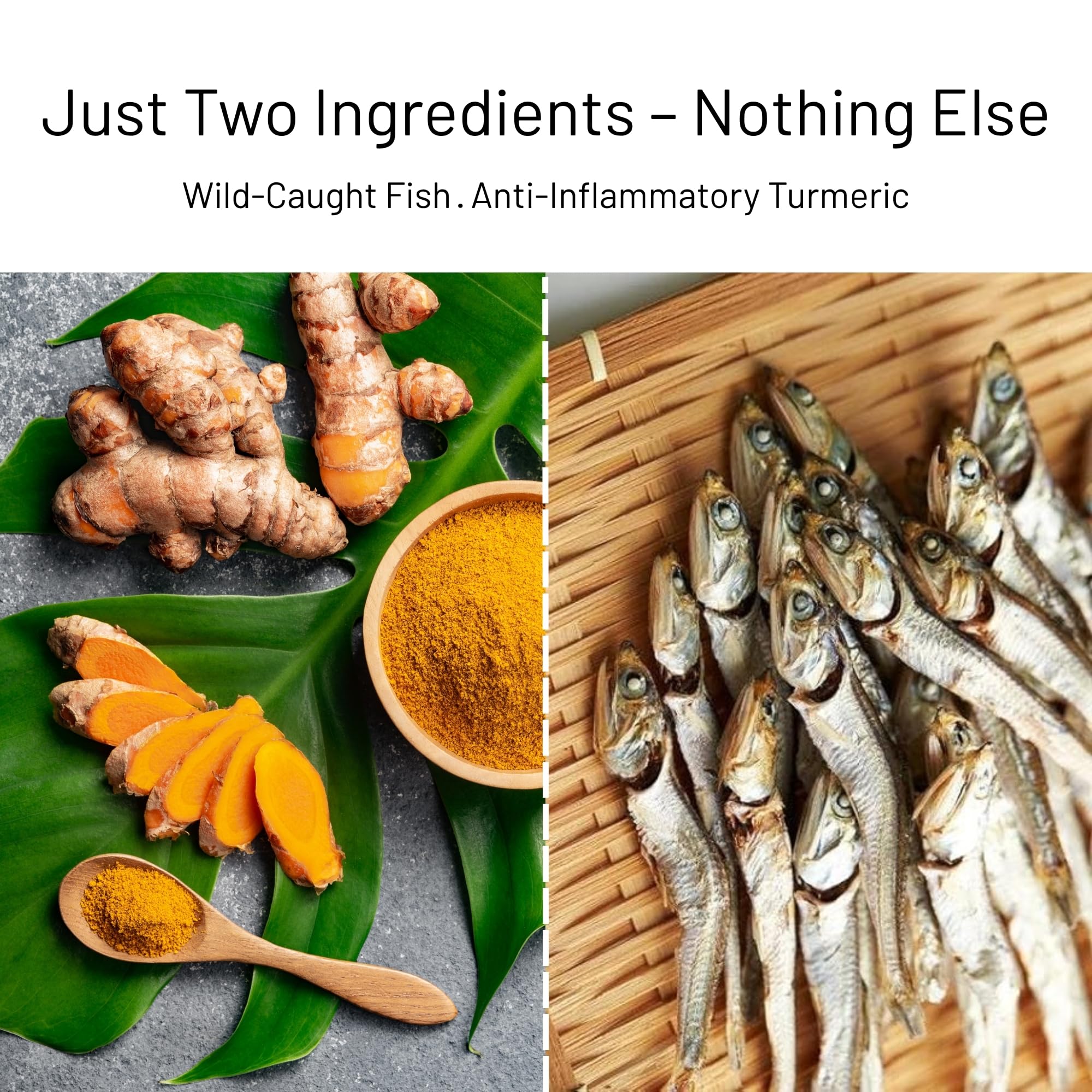 green paws Gluten Free Herring Dried Fish Pet Treats - Infused with Turmeric, Pure Wild-Caught Single Ingredient Snack, Healthy