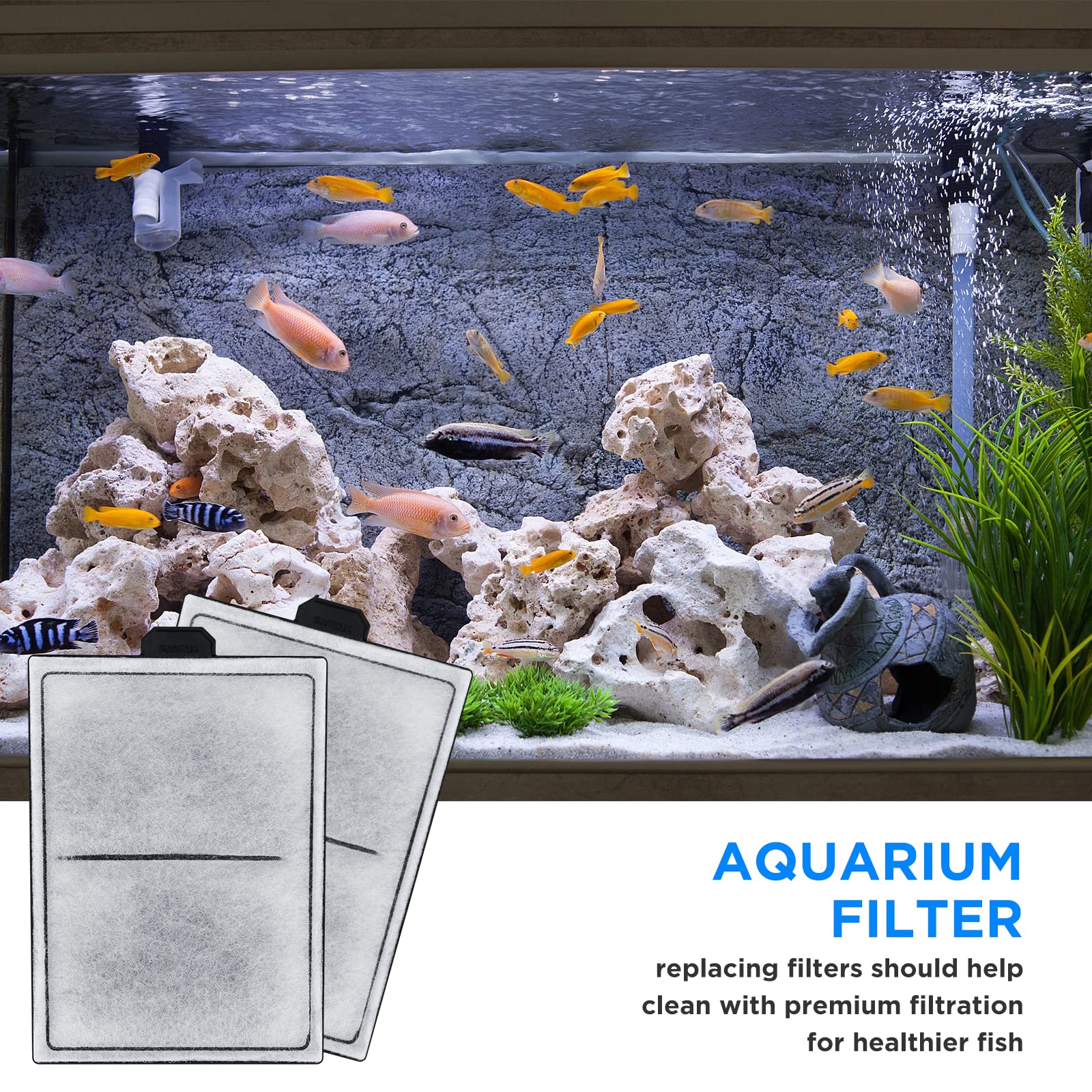 Hitauing 12 Packs Pf-S Filter Cartridge For Top Fin Silenstream Pf10 Power Filters