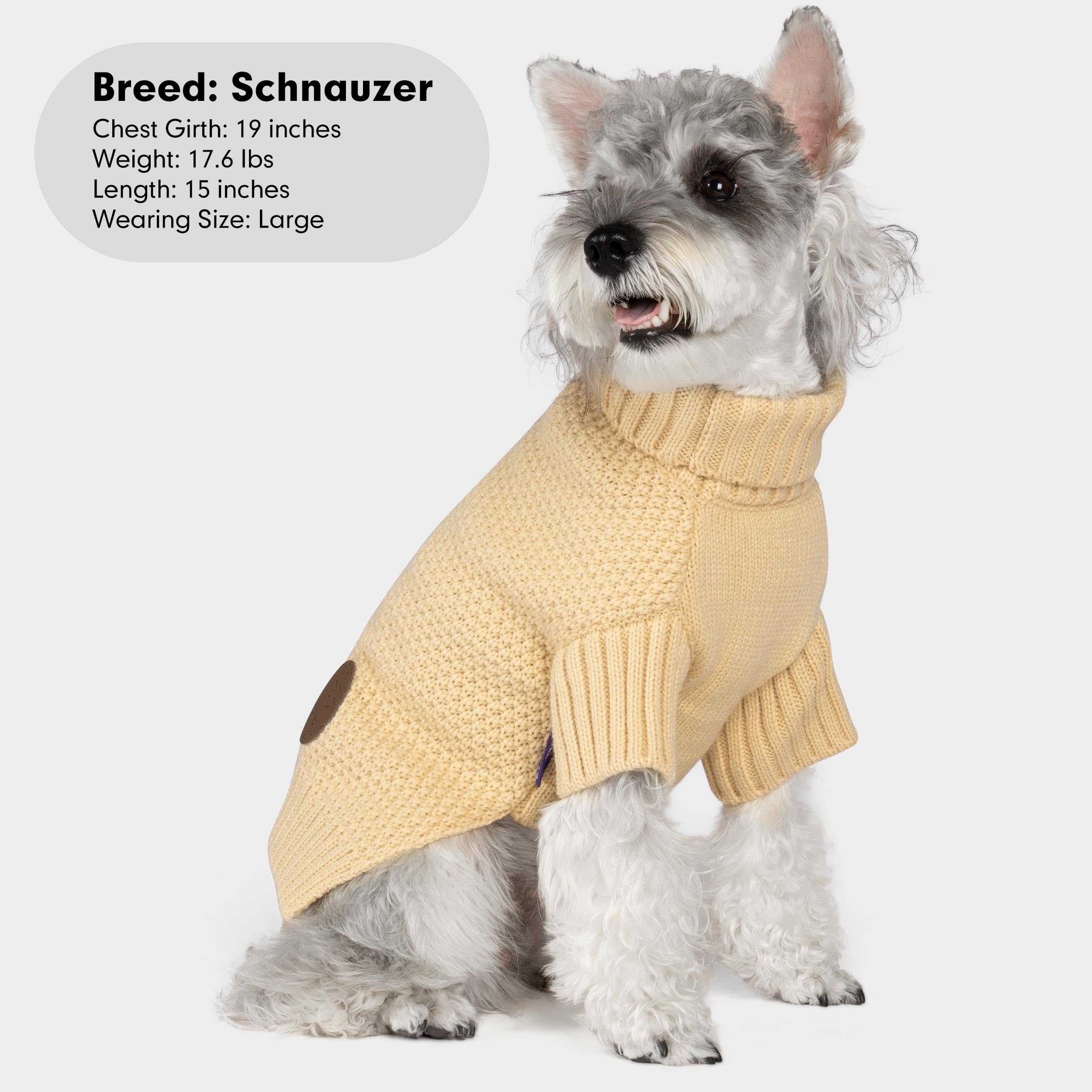 Cyeollo Dog Sweater Turtleneck Knitted Sweaters With Leash Hole Winter Dog Clothes Sweaters For Small Dogs, Beige Xl