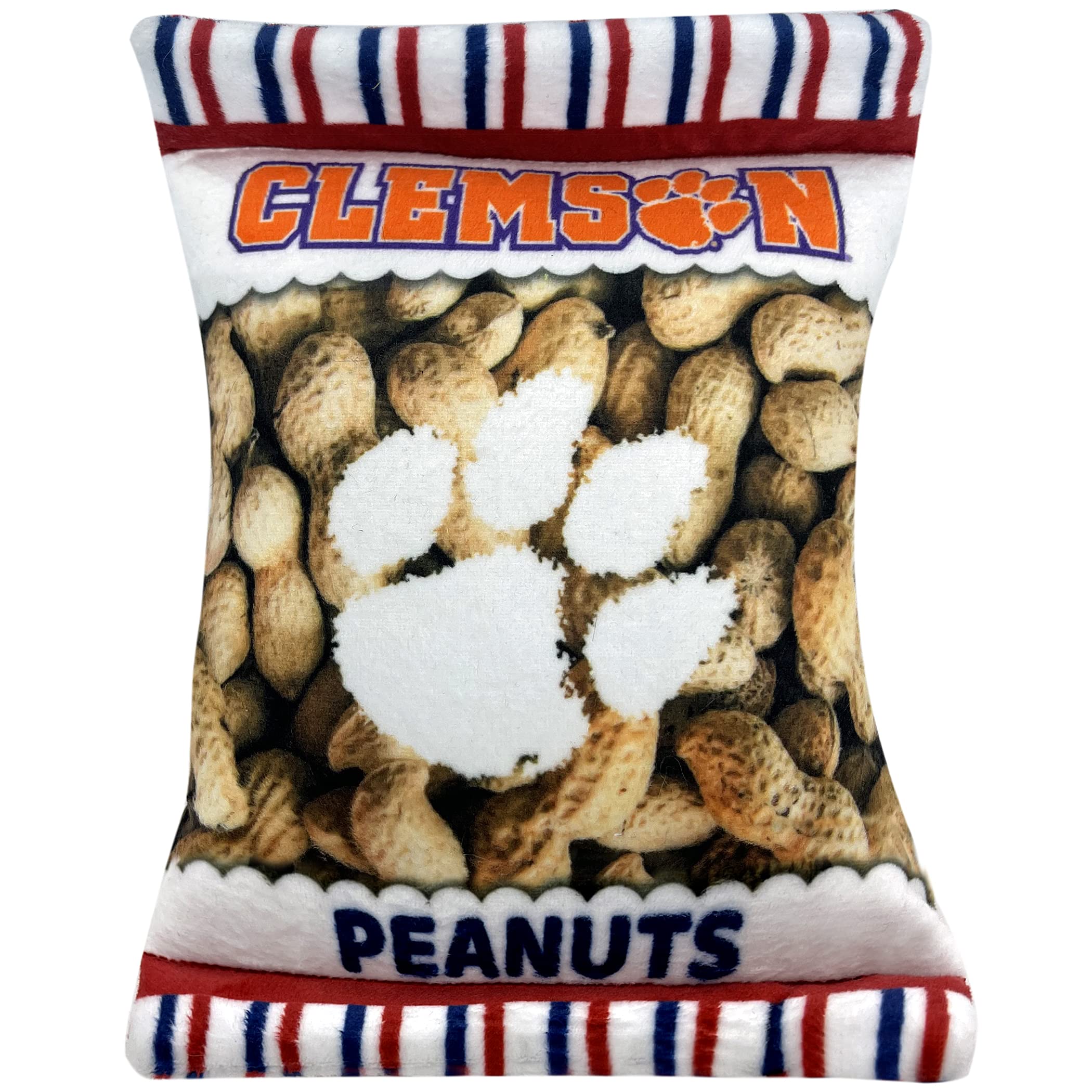 Pets First Ncaa Clemson Tigers Crinkle Fine Plush Dog & Cat Squeak Toy- Cutest Stadium Peanuts Snack Toy For Dogs & Cats With In