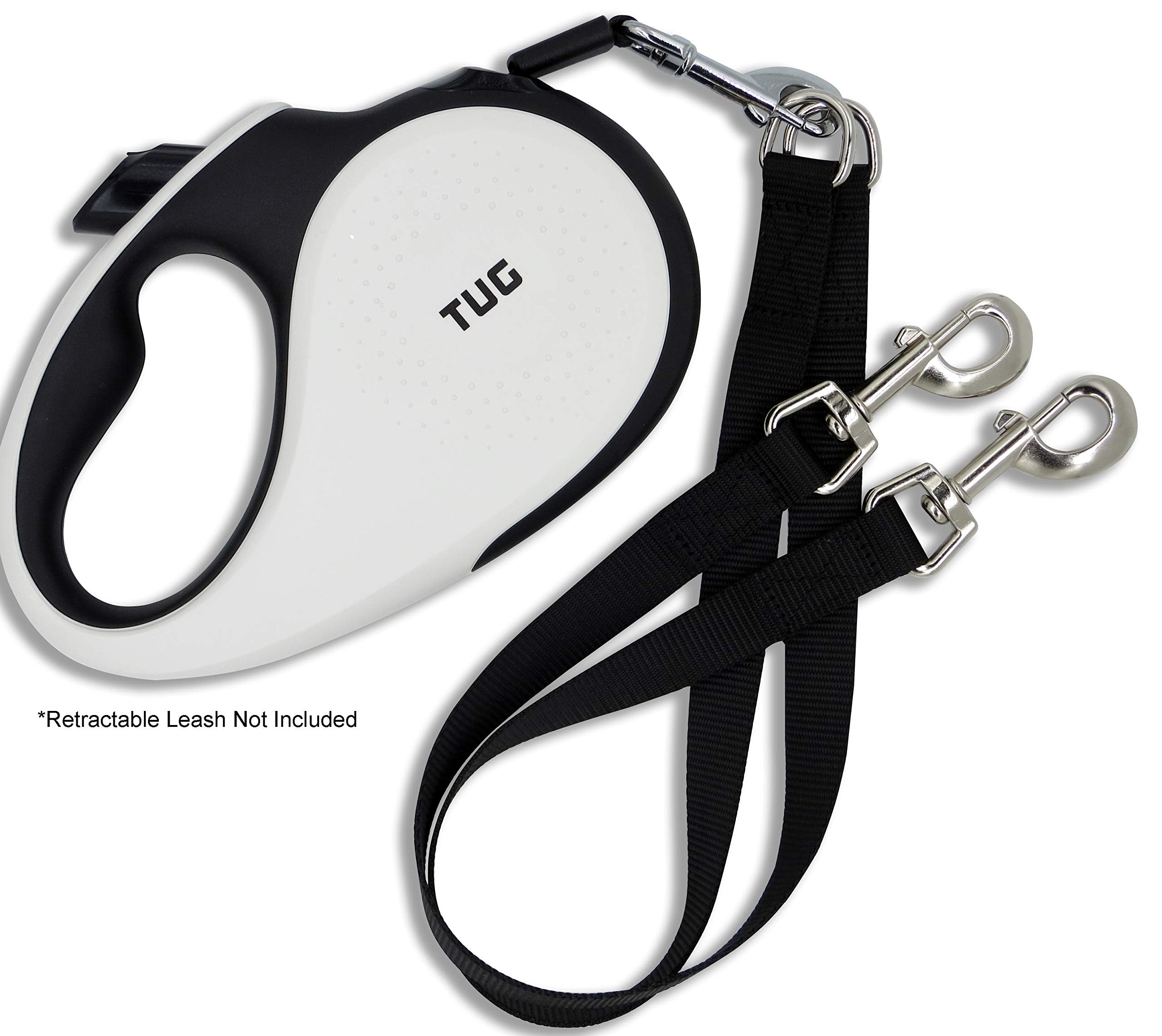 TUG Anti-Chew Retractable Leash Extension, Dual Dog Leash Splitter, 1.5 ft, Black, Model TA002