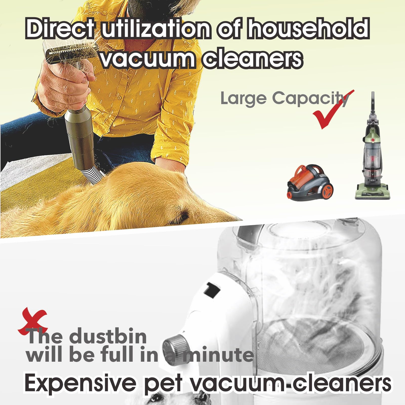 Gforest Pet Vacuum Grooming Brush - Silicone Deshedding Tool for Dogs & Cats, Small, Black, Model SK-PET-ZW-21