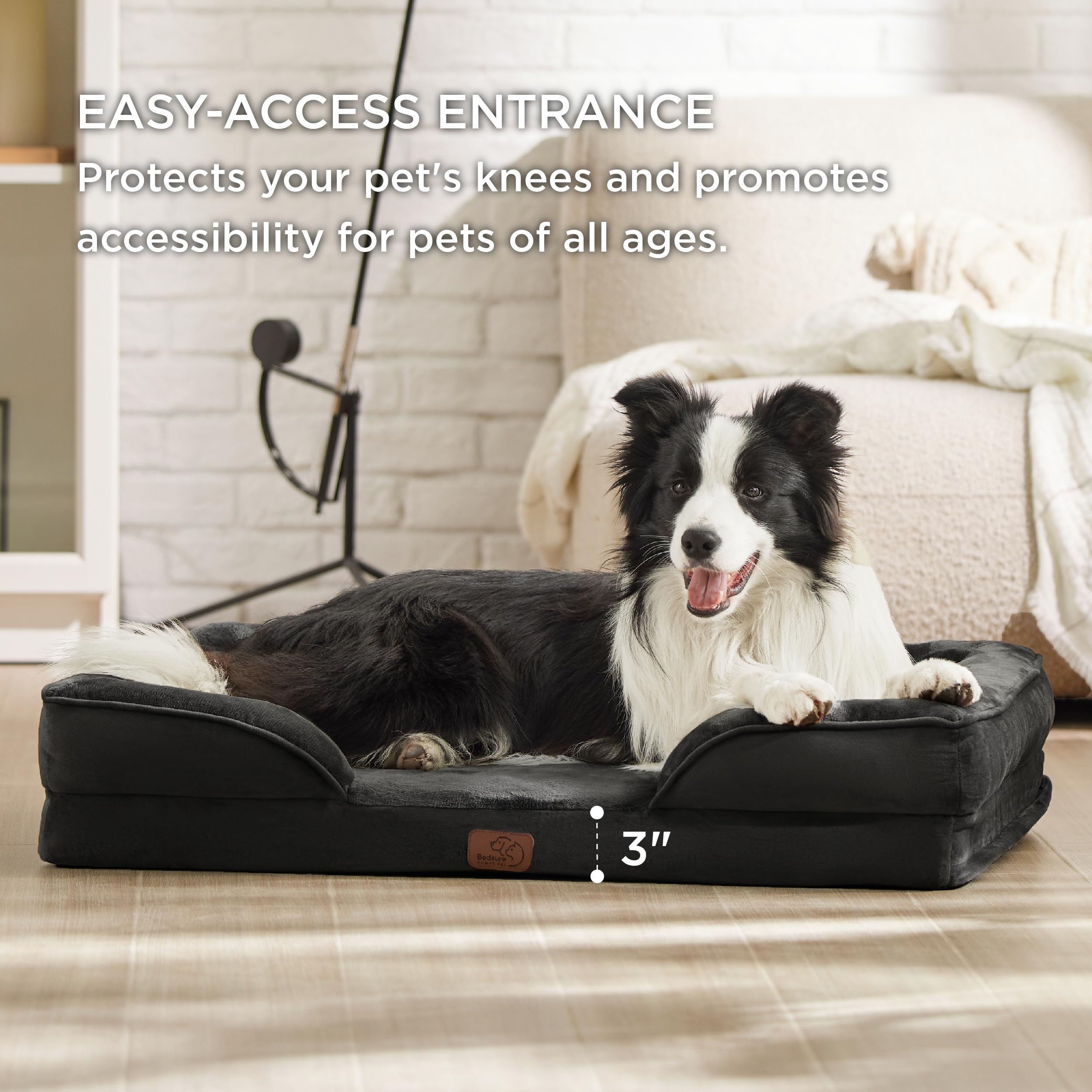 Bedsure Orthopedic Dog Bed For Extra Large Dogs - Xl Washable Dog Sofa Beds Large, Supportive Foam Pet Couch Bed With Removable Washable Cover, Waterproof Lining And Nonskid Bottom, Black