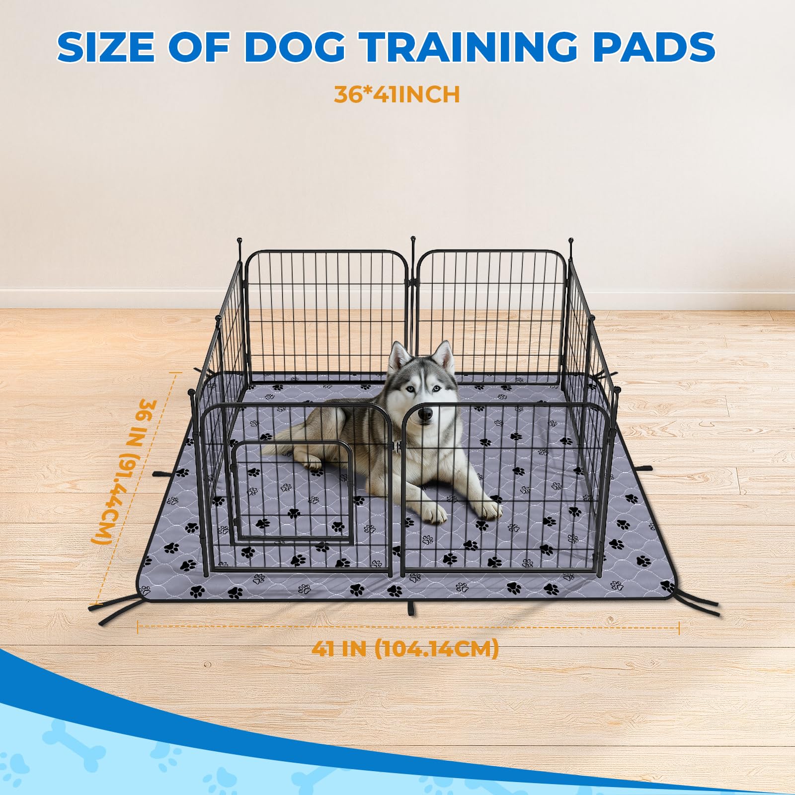 Fostanfly Washable Dog Pee Pads Extra Large 72'X80'-2 Pack Instant Absorb Training Pads, Non-Slip Pet Playpen Mat Waterproof R