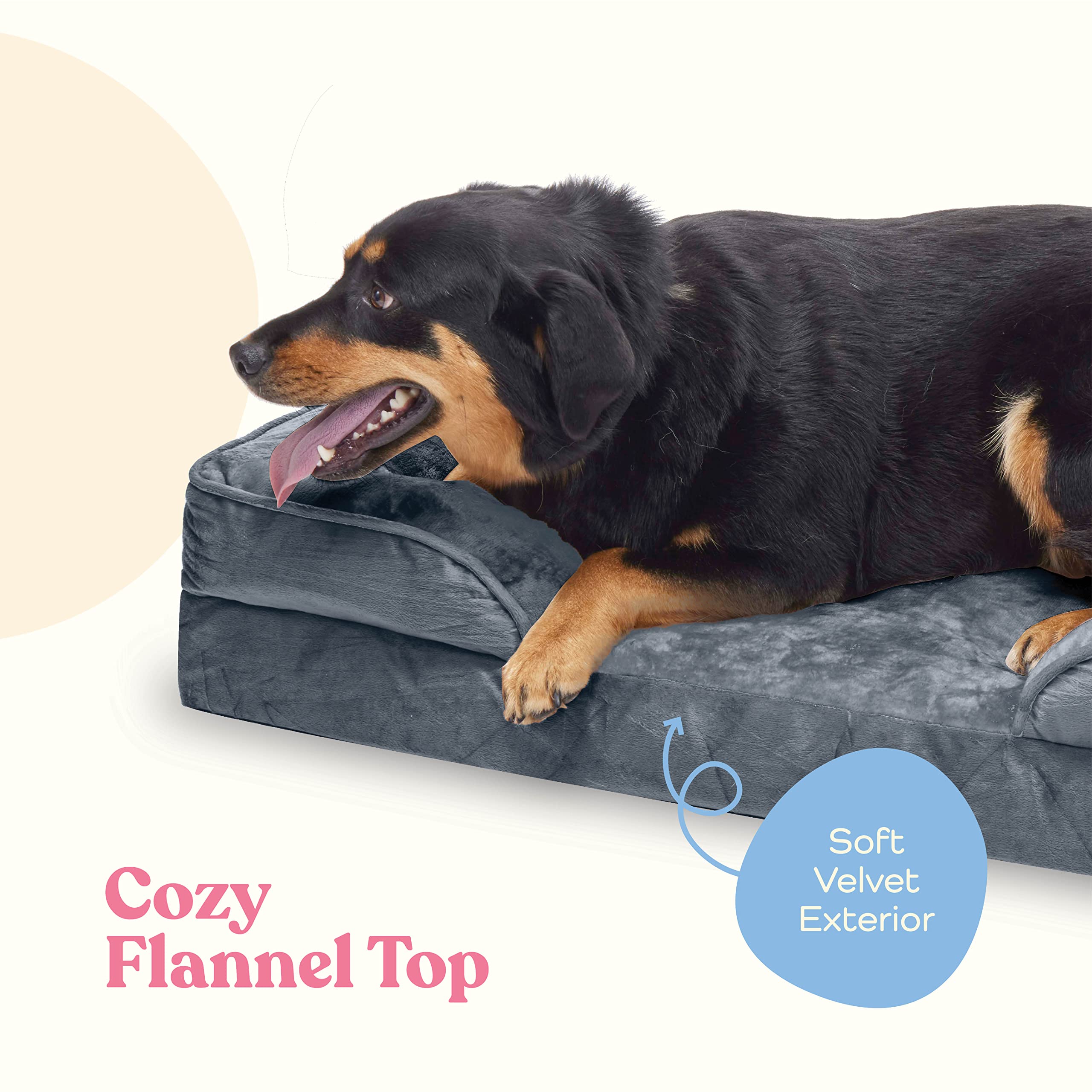 Orthopedic Sofa Dog Bed - Ultra Comfortable Dog Bed For Large Dogs - Breathable & Waterproof Pet Bed- Egg Foam Sofa Bed With Extra Head And Neck Support - (Xx-Large, Gray)