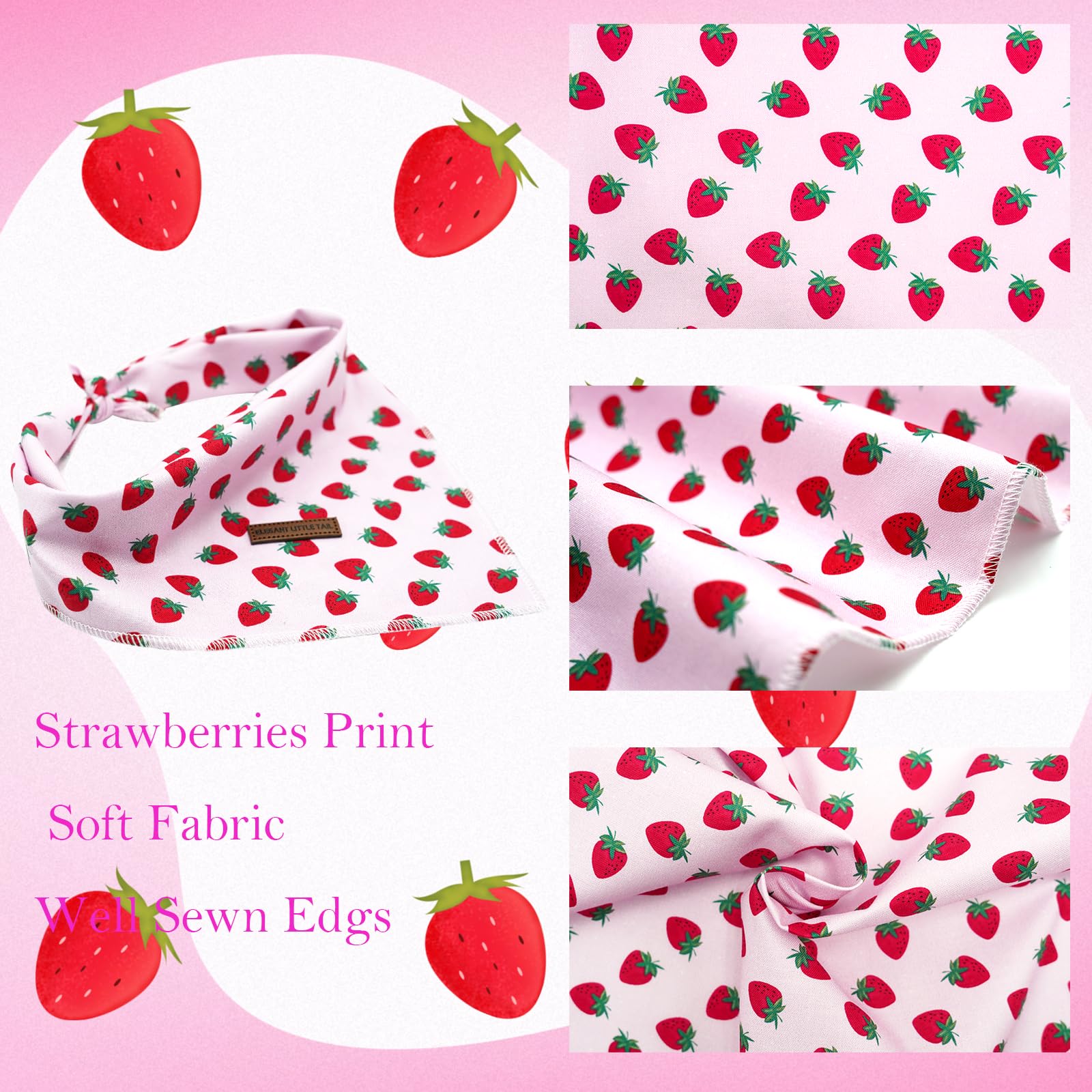 Elegant Little Tail Dog Bandana - Washable Cotton Summer Kerchief, Reversible Cotton Bibs, Triangle Dog Scarf For Small To Large