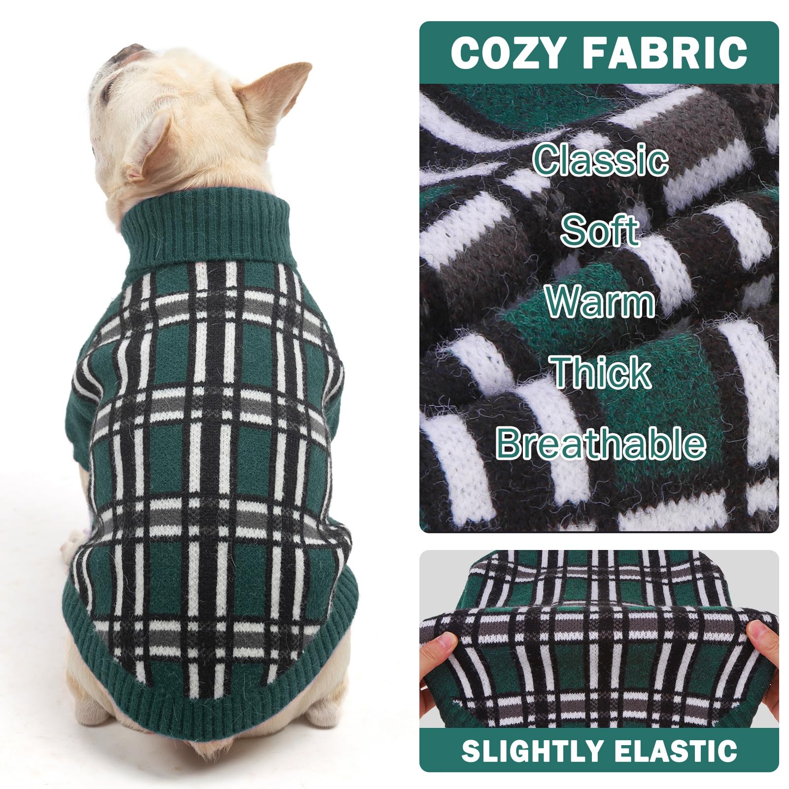 Scenereal Large Pullover Sweater, Cable Knitwear Sweatershirt For Winter, Classic Plaid Turtleneck Thick Warm Clothes For Big Si