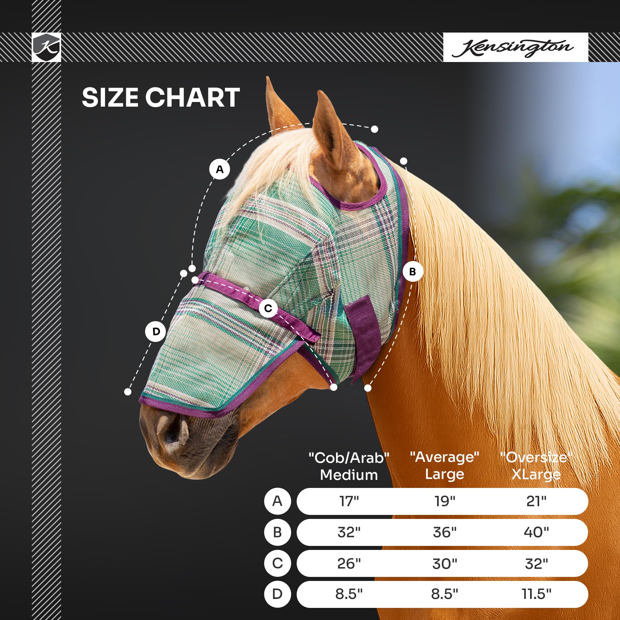 Kensington Signature Fly Mask w/Removable Nose (XL-Lrg.Horse, 2019 - Imperial Jade)