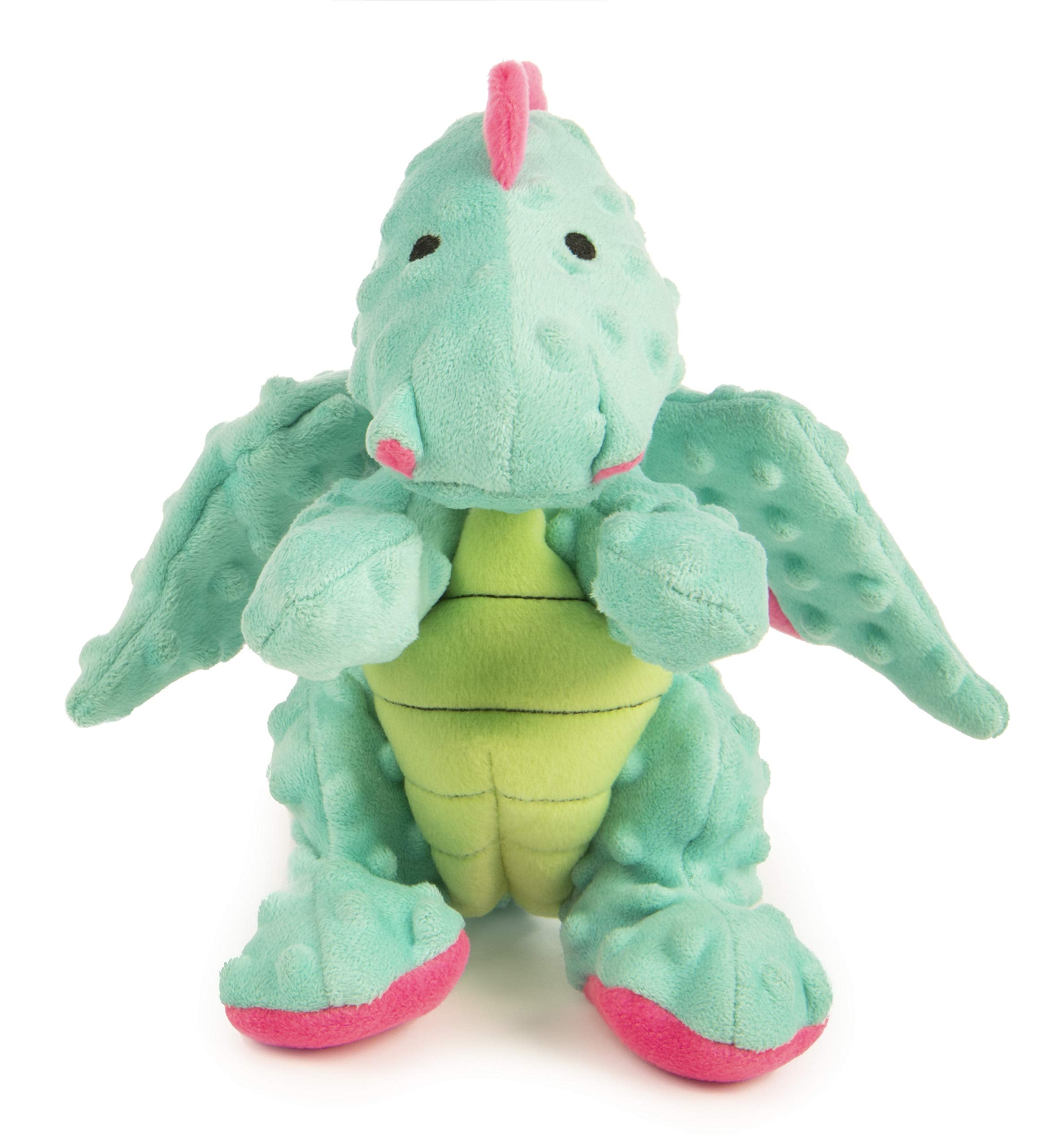 goDog Dragons with Chew Guard Technology Durable Plush Squeaker Dog Toy, Large, Seafoam, Plush Dog Toy
