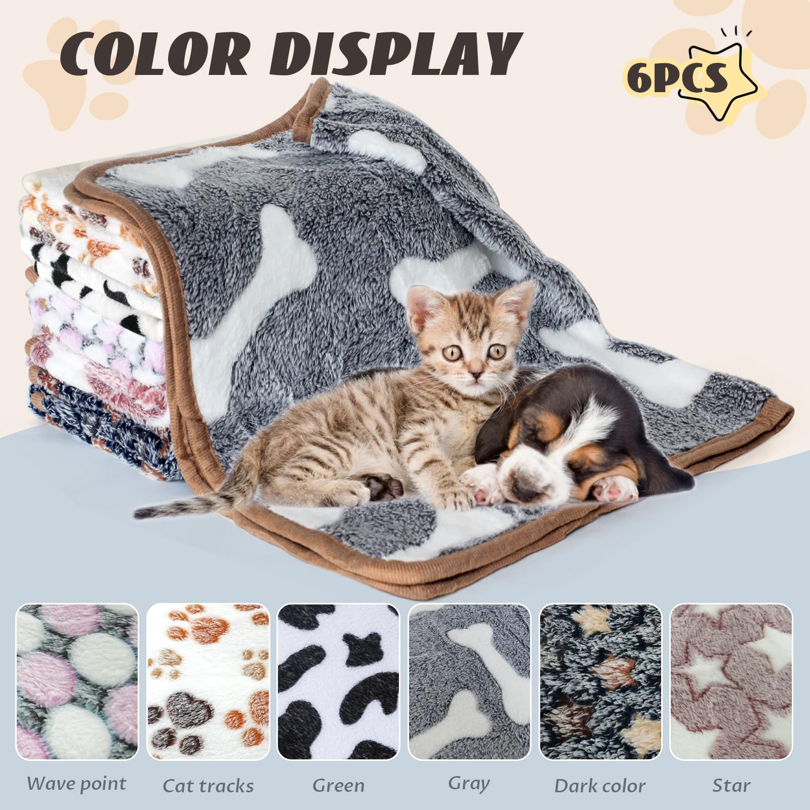 Yedsintu 6 Pcs Washable Guinea Pig Blankets Absorbent Animal Fleece Bedding Waterproof Cage Liners Reusable Pet Pee Pad Sleep Ma