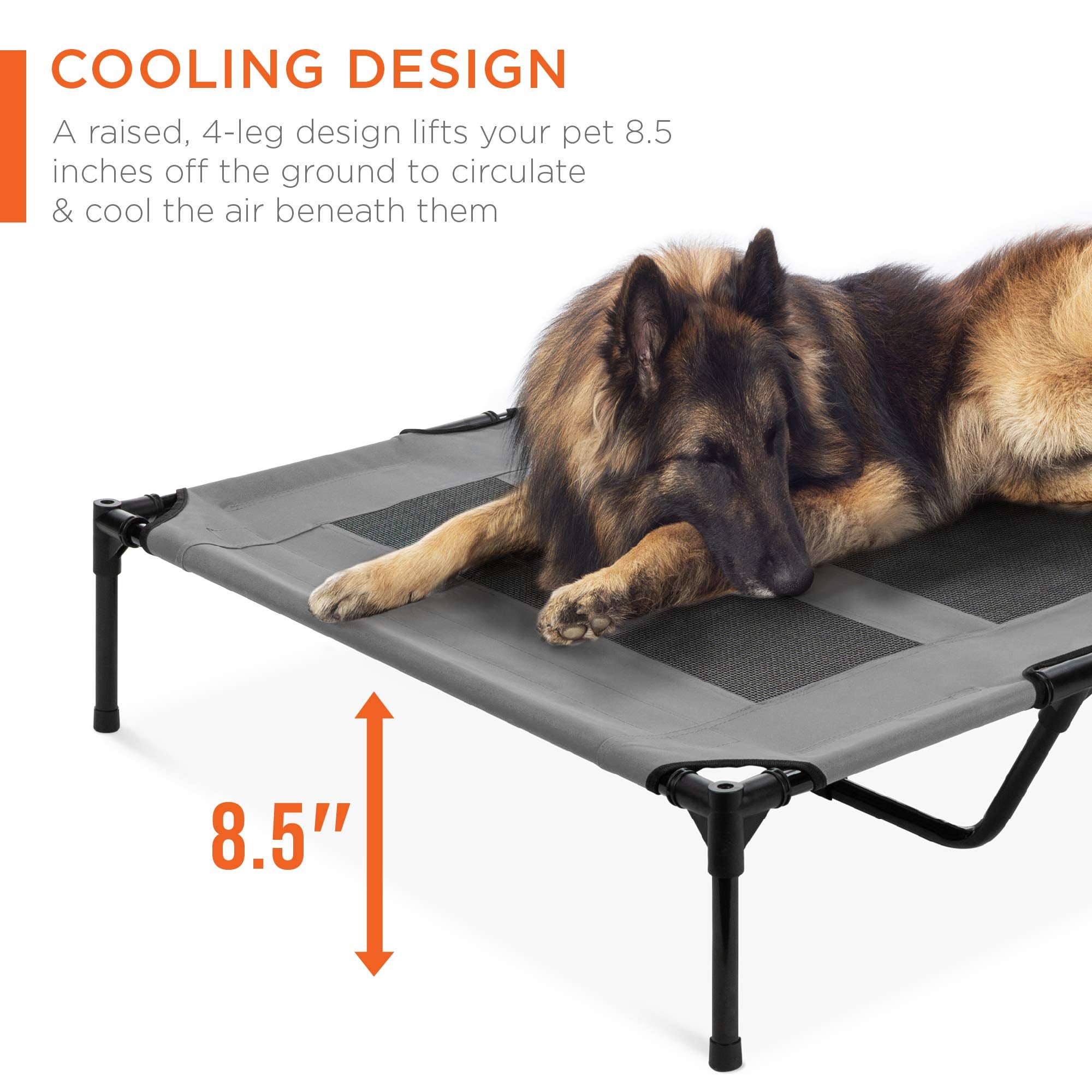 Best Choice Products 48In Elevated Cooling Dog Bed, Outdoor Raised Mesh Pet Cot W/Removable Canopy Shade Tent, Carrying Bag, Breathable Fabric - Gray