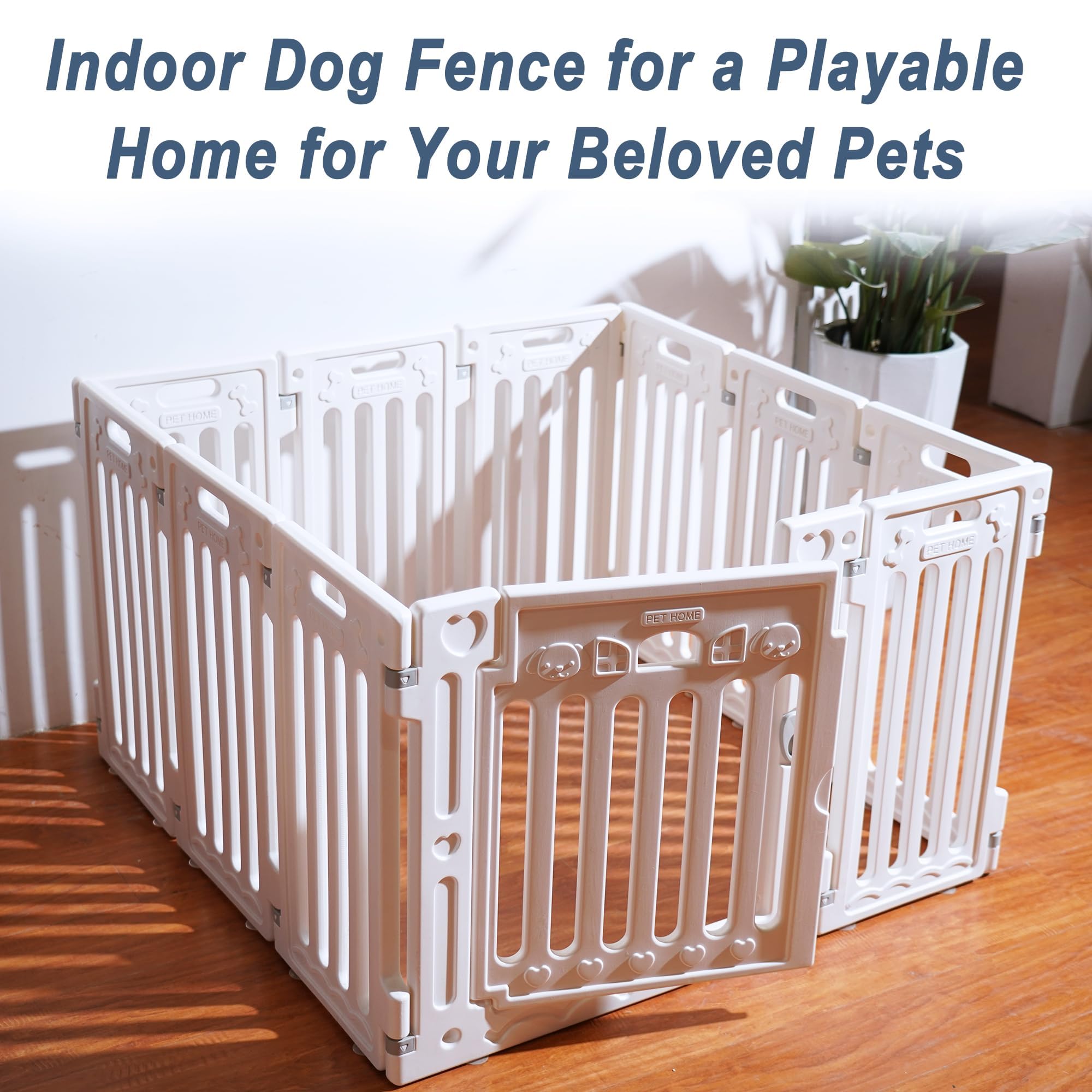 Aoole Dog Playpen With Door, Diy Shape Combination Puppy Pen,25.5'' H 10-Panel Dog Fence,Non-Slip & Secure Pet Gate, Easy To Ass
