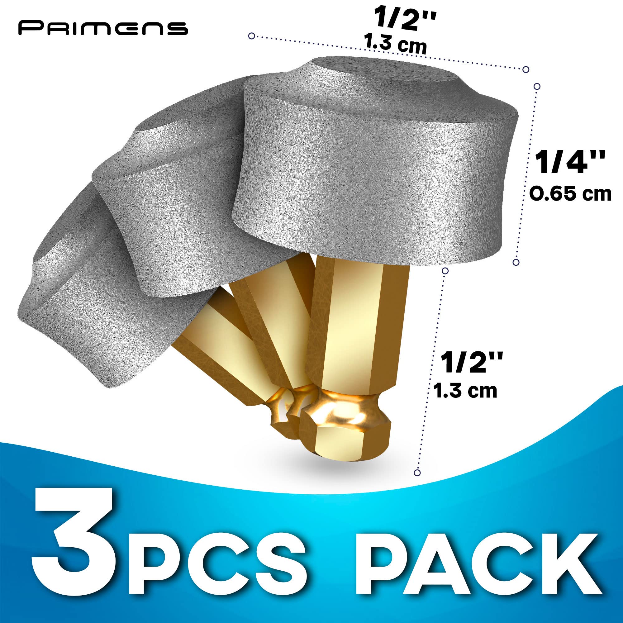 Primens Professional Dog Nail Grinder Replacement Head (Pack Of 3 Bits) - Diamond Replaceable Tip For Pet Claw Grooming, Spare Grinding Wheel For Large, Medium & Small Dogs
