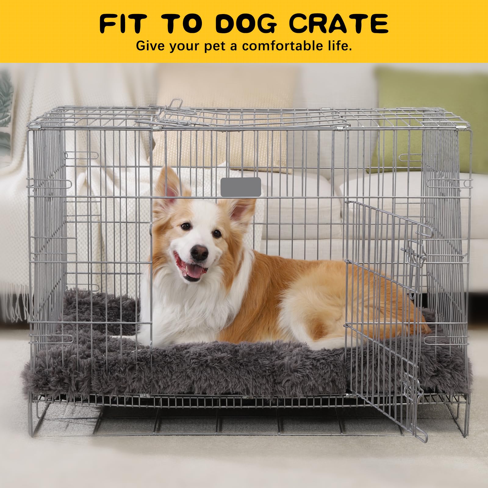 Wayimpress Small Dog Bed Crate Pad Mat For Cages Washable Bed For Small Medium Size Dog Soft Kennel Pad Anti-Slip Pet Bed,24 X