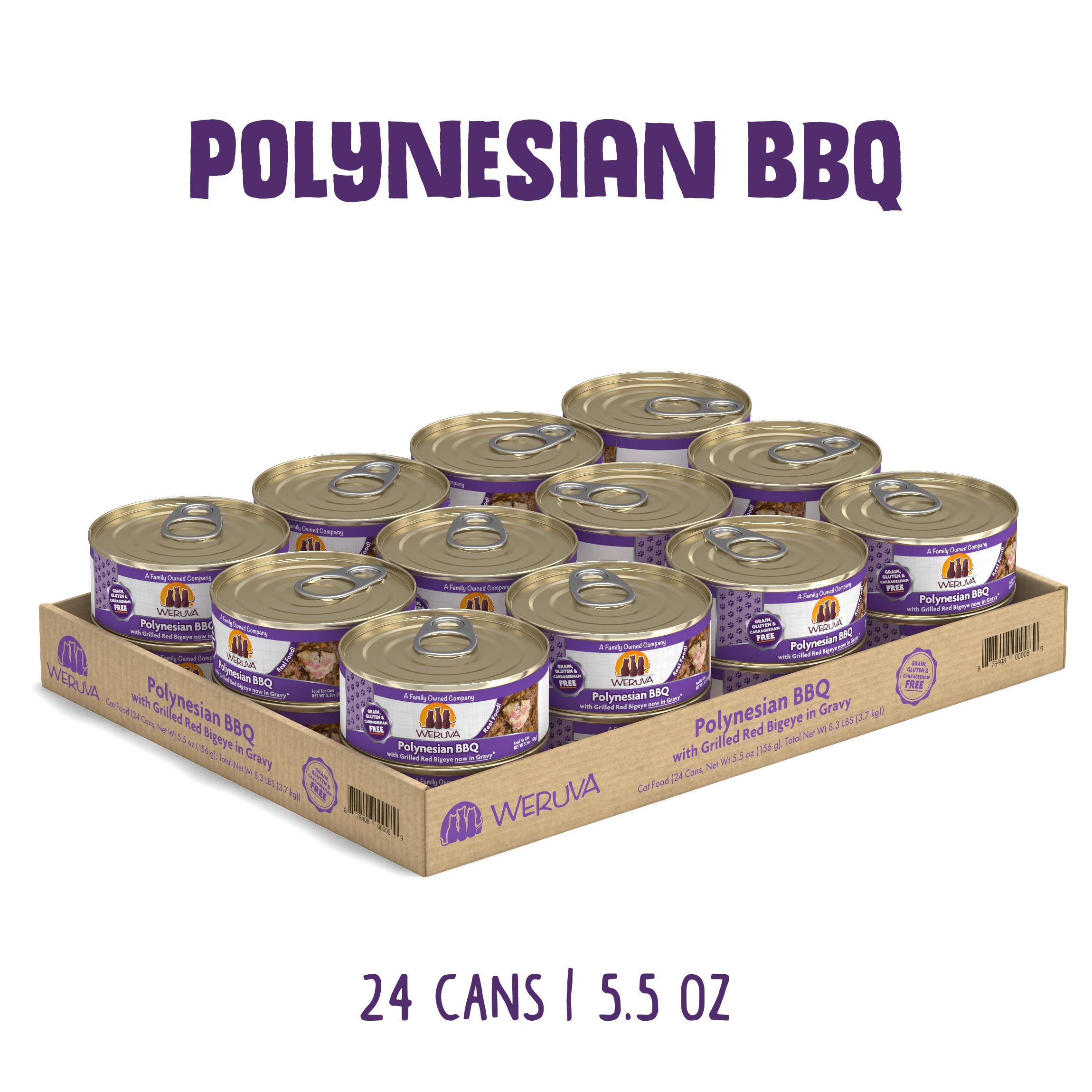 Weruva Classic Cat Food, Polynesian BBQ with Grilled Red Bigeye in Gravy, 5.5oz Can (Pack of 24)