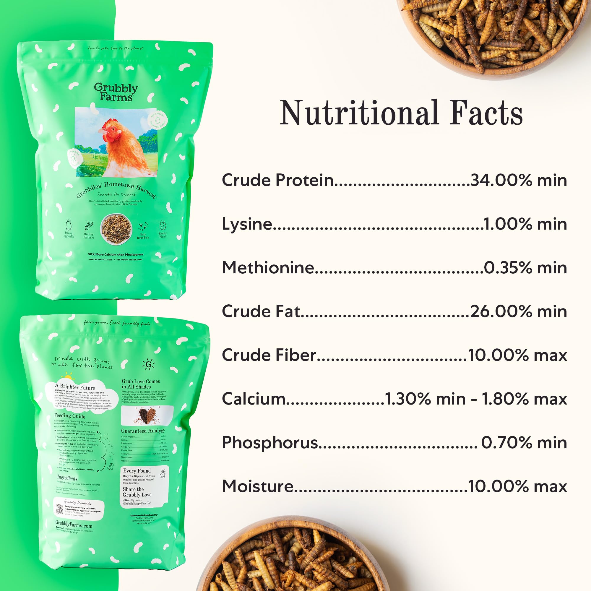Grubblies - Black Soldier Fly Larvae for Chickens - Chicken Treats Grown in The US and Canada - for Strong Eggshells and Healthy