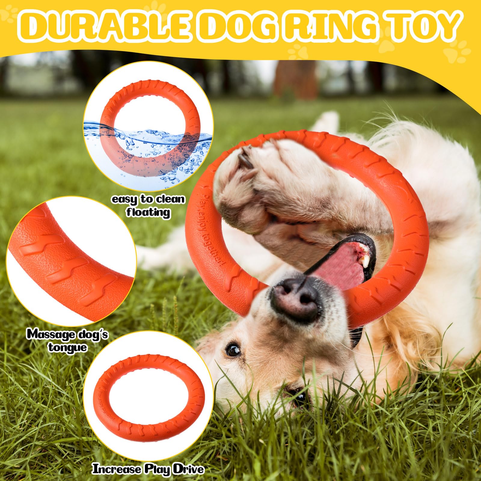 Jenaai 4 Pack Dog Toy Dog Training Ring For Outdoor Aggressive Durable Pet Chewers Fetch Toys Flying Disc Floating Puppy Ring Fo