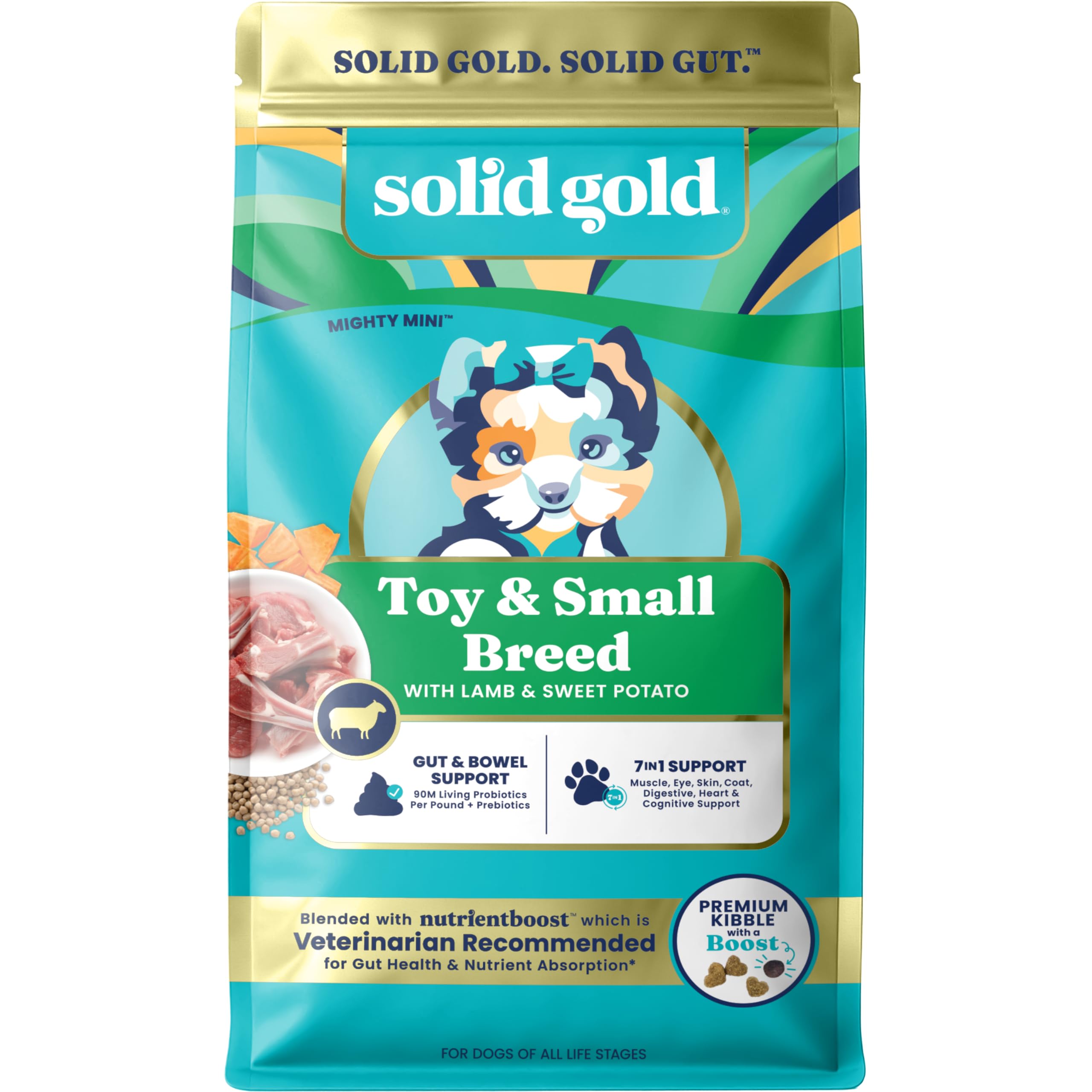 Solid Gold Toy & Small Breed Dry Dog Food Small Bites - Real Lamb, Grain Free, Gluten Free, High Fiber Healthy Kibble w/Probioti