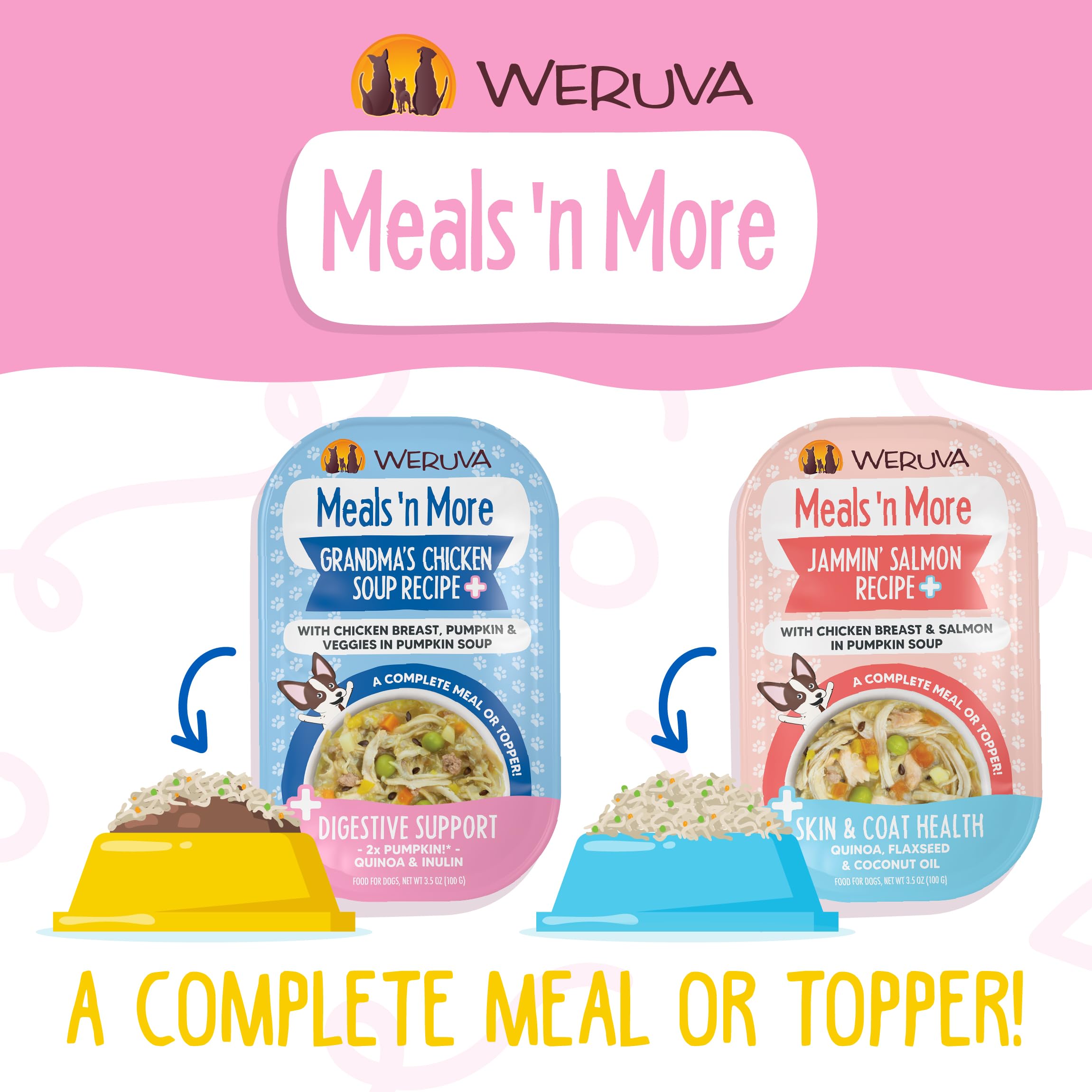 Weruva Meals n More Natural Wet Dog Food, Amazon Livin Plus Digestive Support, 3.5oz Cup (Pack of 12)