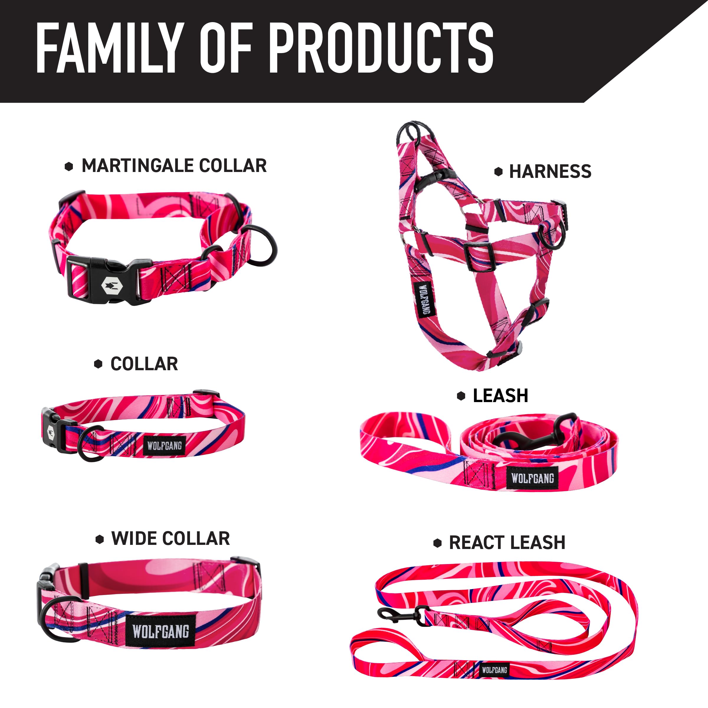 Wolfgang Heavy Duty Adjustable Dog Harness, Pull-Tested for Walking & Training, MarbleSwirl Print, Medium