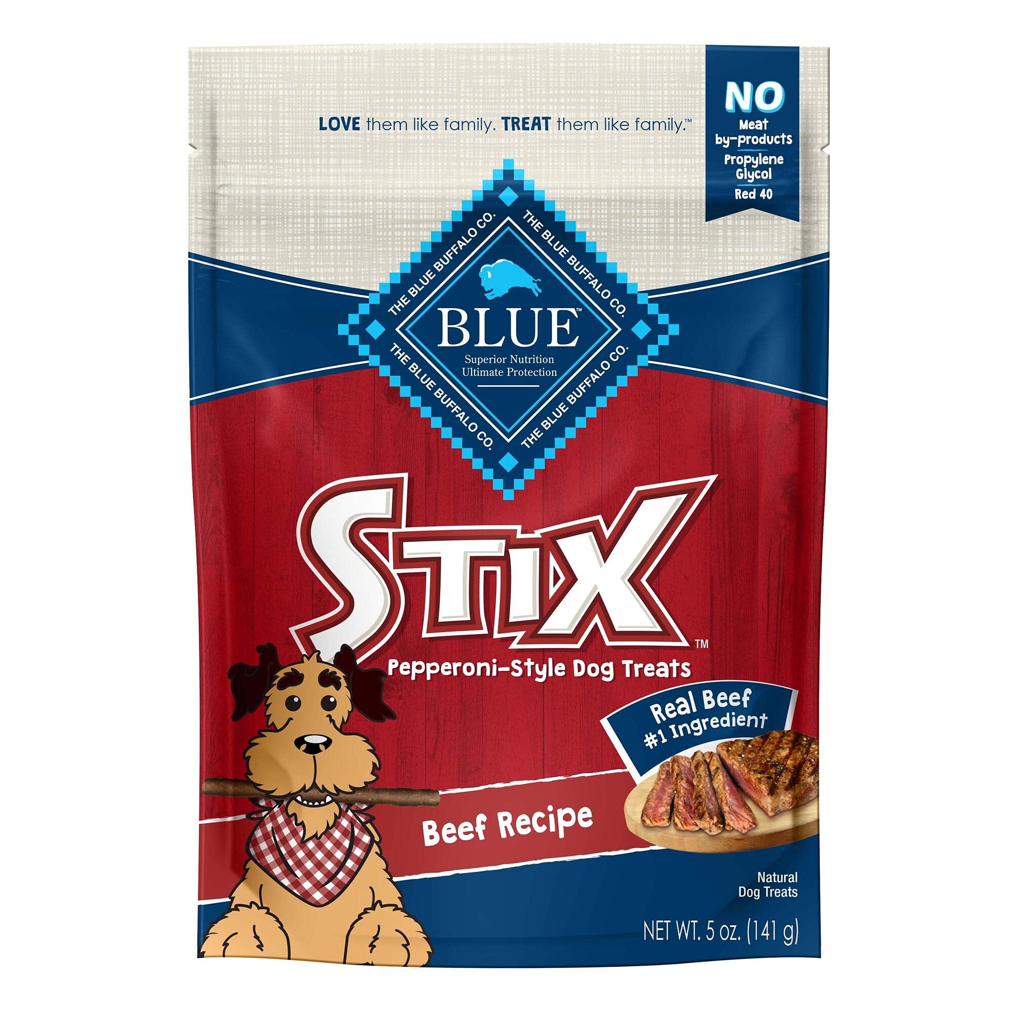 Blue Buffalo Stix Natural Soft Moist Dog Treats Beef Recipe Bag