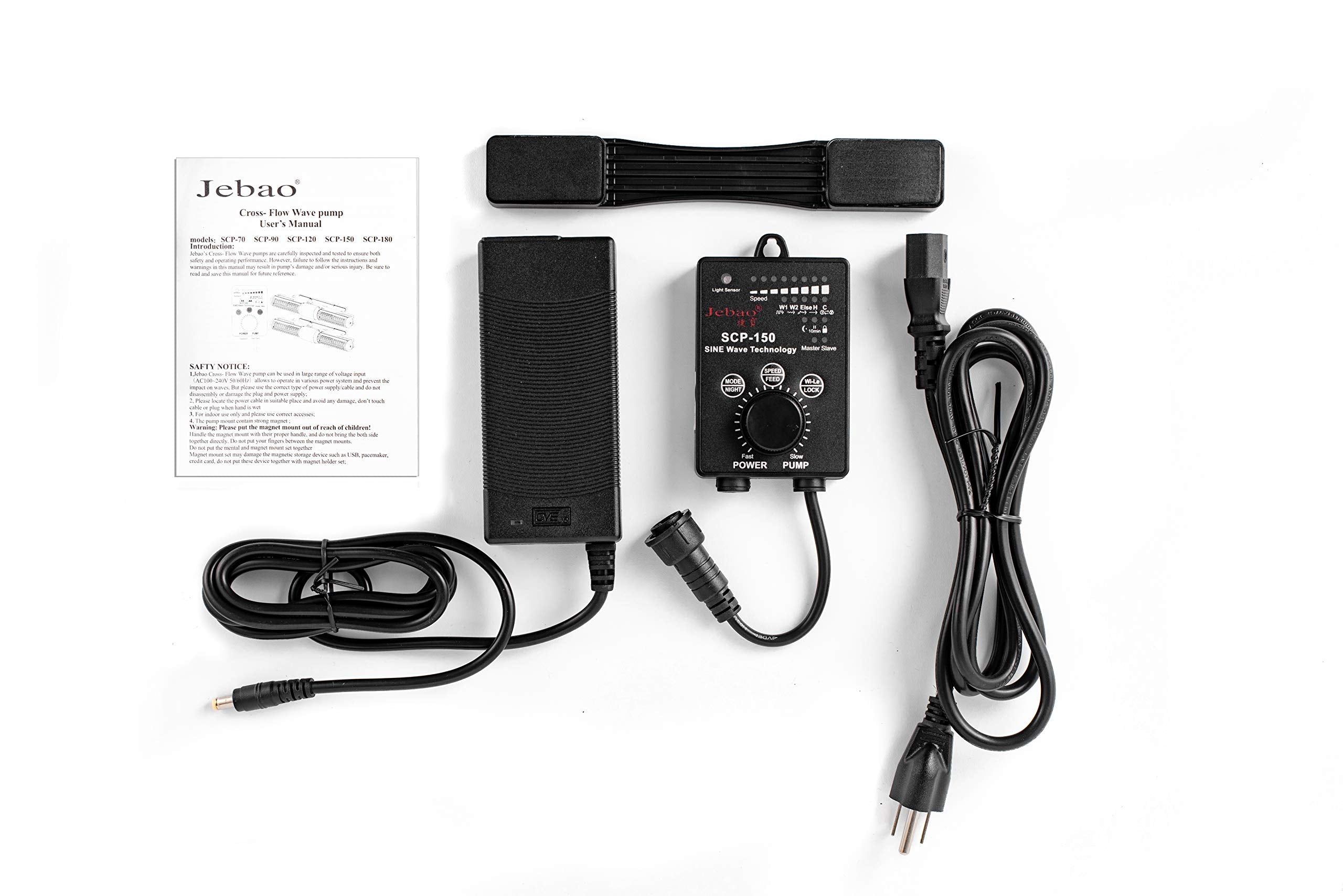 Jebao SCP-150 Sine Cross Flow Pump Wave Maker, Stainless Steel, Black, with Controller