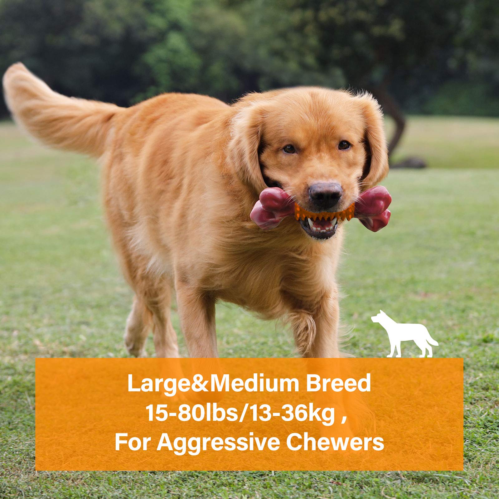 Apasiri Dog Toys for Aggressive Chewers Peanut Butter Flavored, 8 Tough Dog Chew Bone, Nylon & Rubber Chew Toy, Dog Bone Toy for