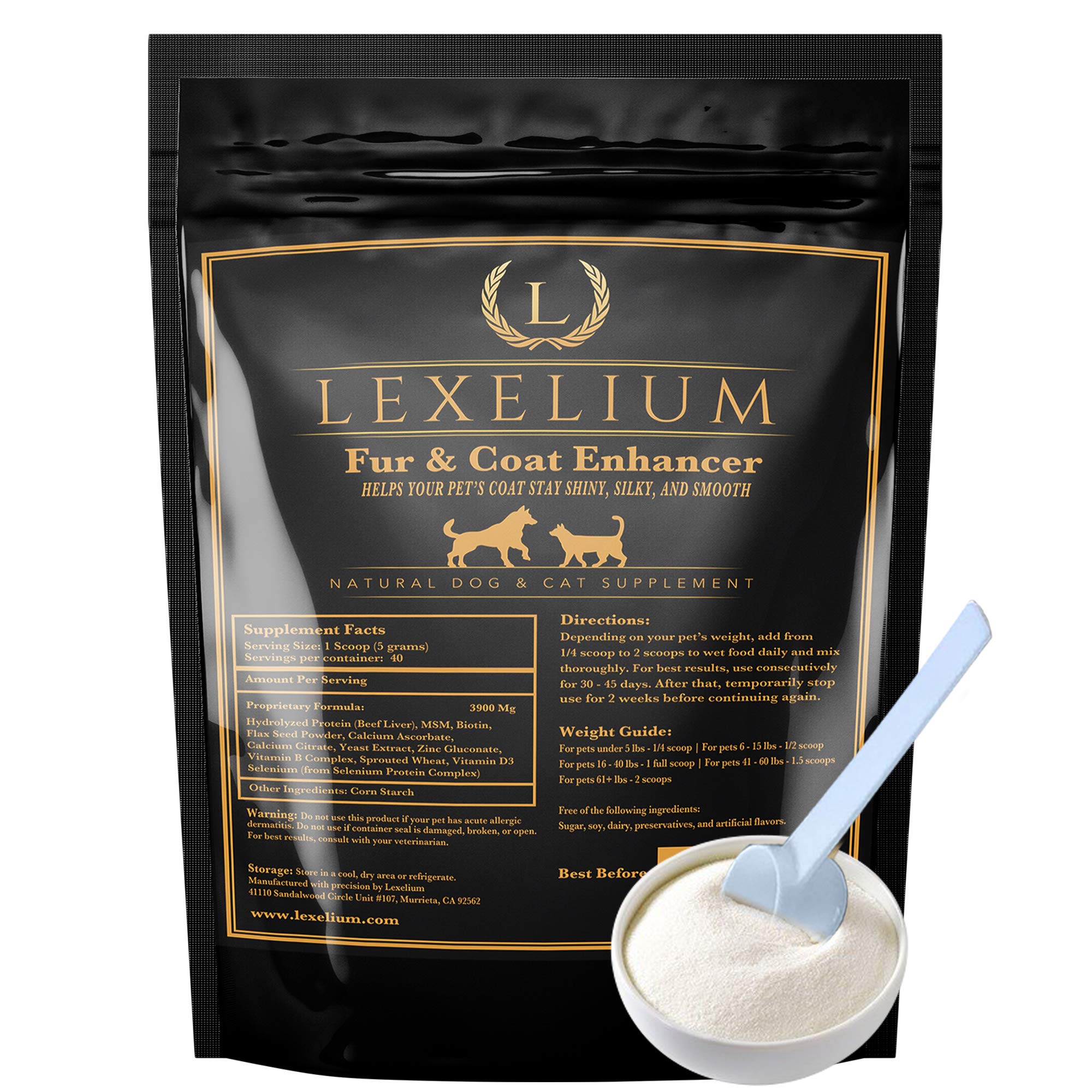 Lexelium Dermatitis Skin and Coat Supplement for Dogs and Cats - Promotes Healthy Skin and Fur for Dogs and Cats - Helps w/Itch,