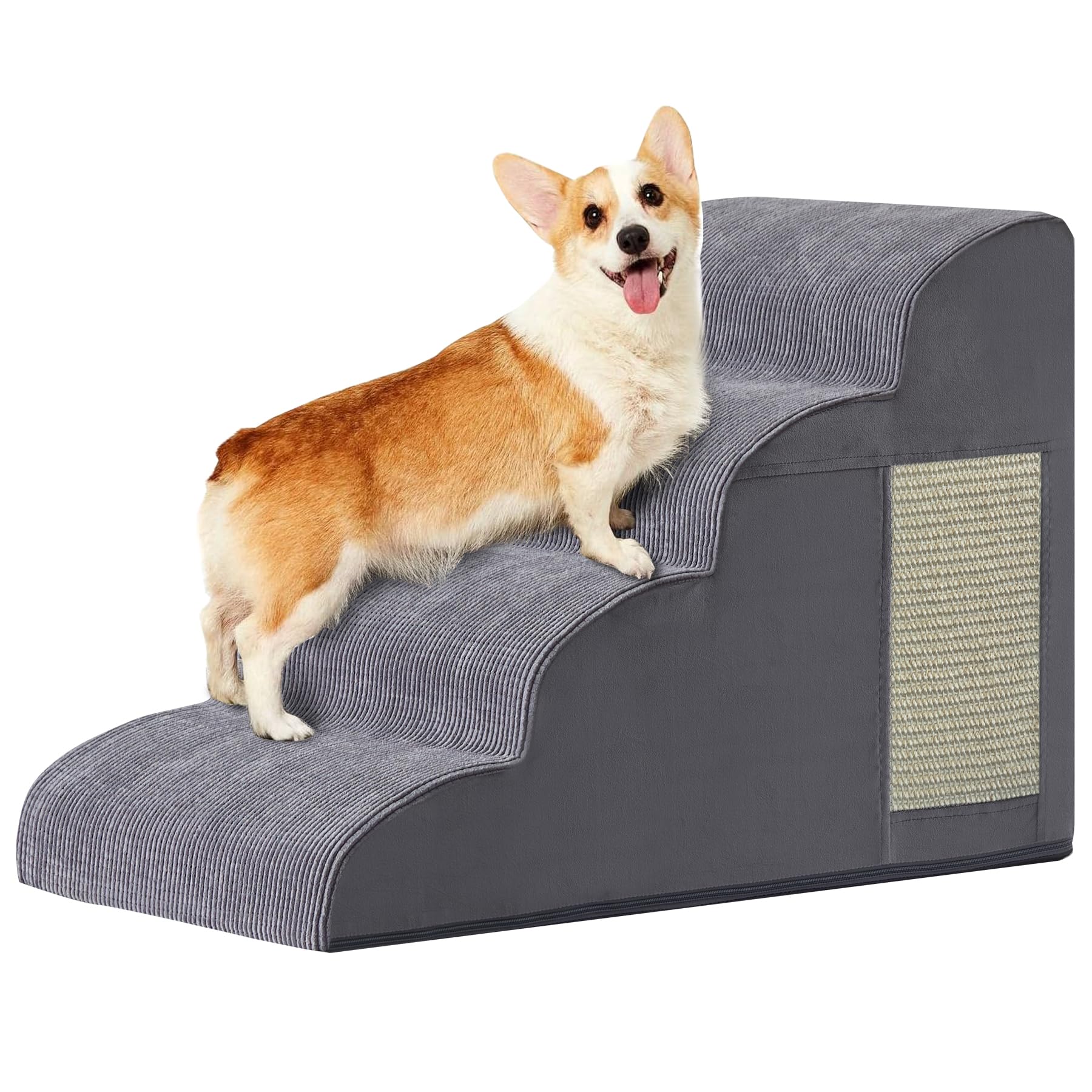 Dog Stairs For Small Dogs, 4-Step Dog Ramp For Bed 19.7'' H, Dogs Steps For Bed, Couch, Pet Stairs With Non-Slip Bottom Design, 