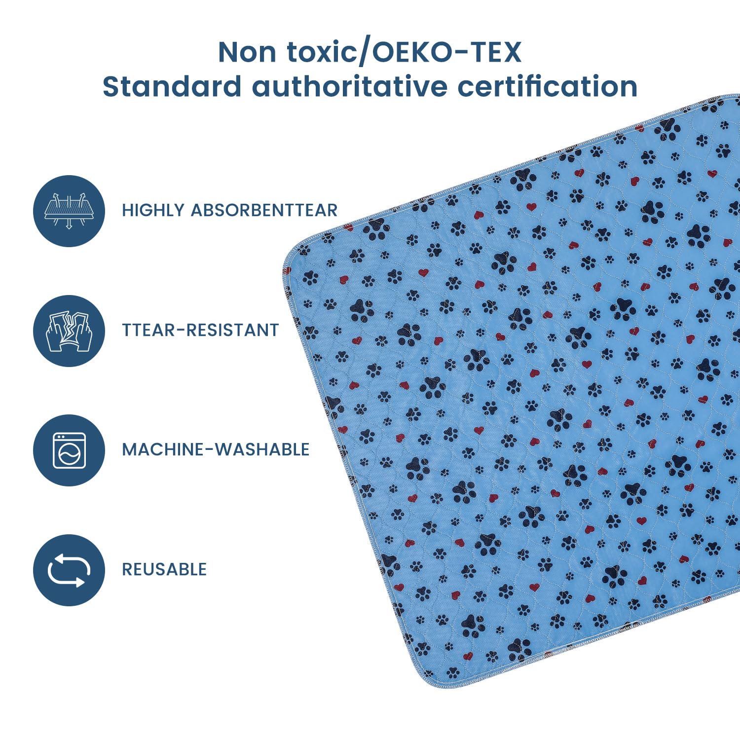Washable Pee Pads For Dogs,2 Pack Extra Large 72''X72'' Super Absorbent Reusable Puppy Pads,Non-Slip 100% Waterproof Dog Pee Pad