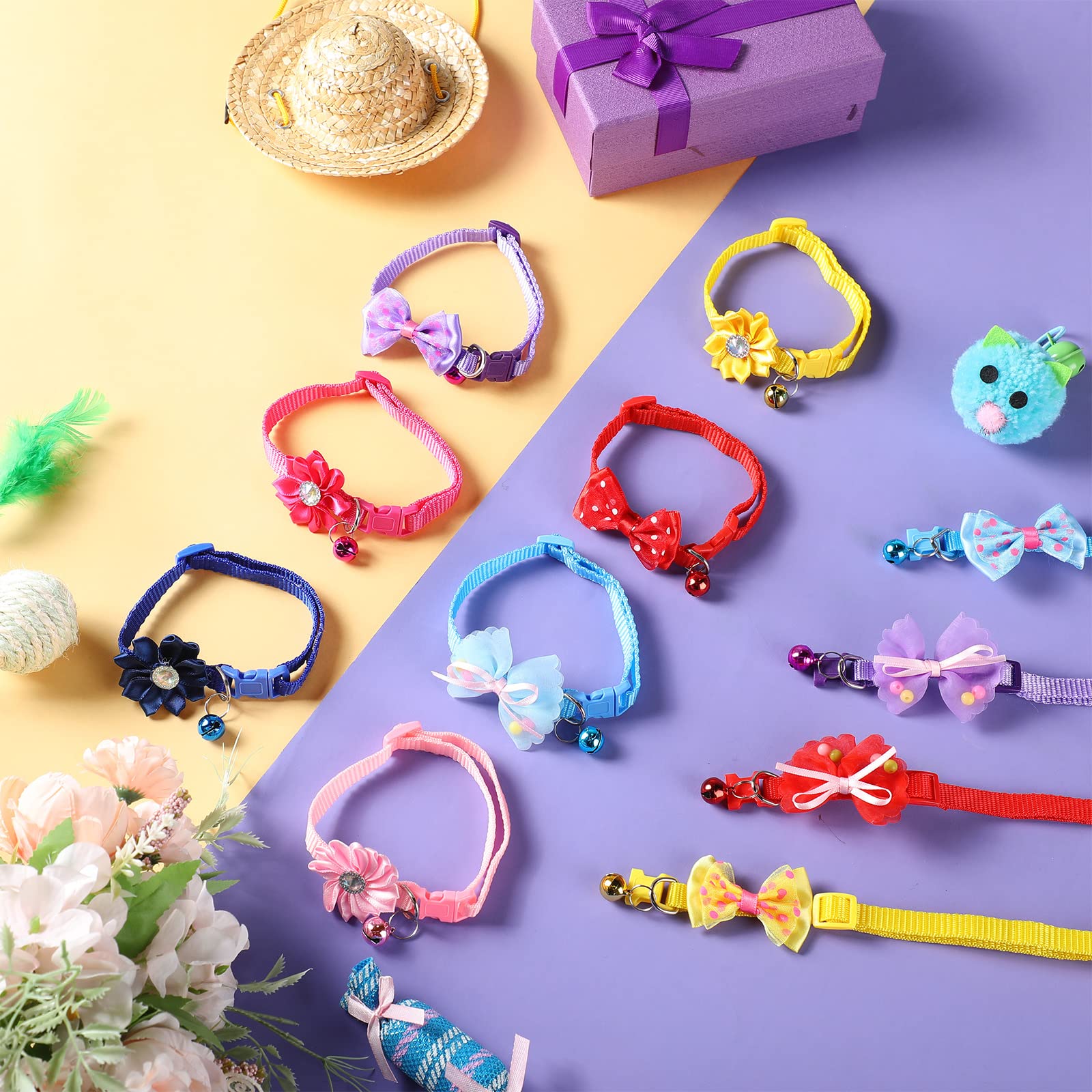 Saintrygo 22 Pack Dog Bow Tie Collar - Adjustable Bowtie, Flower Neck Tie For Medium Small Dog Cat Puppy(Cute)