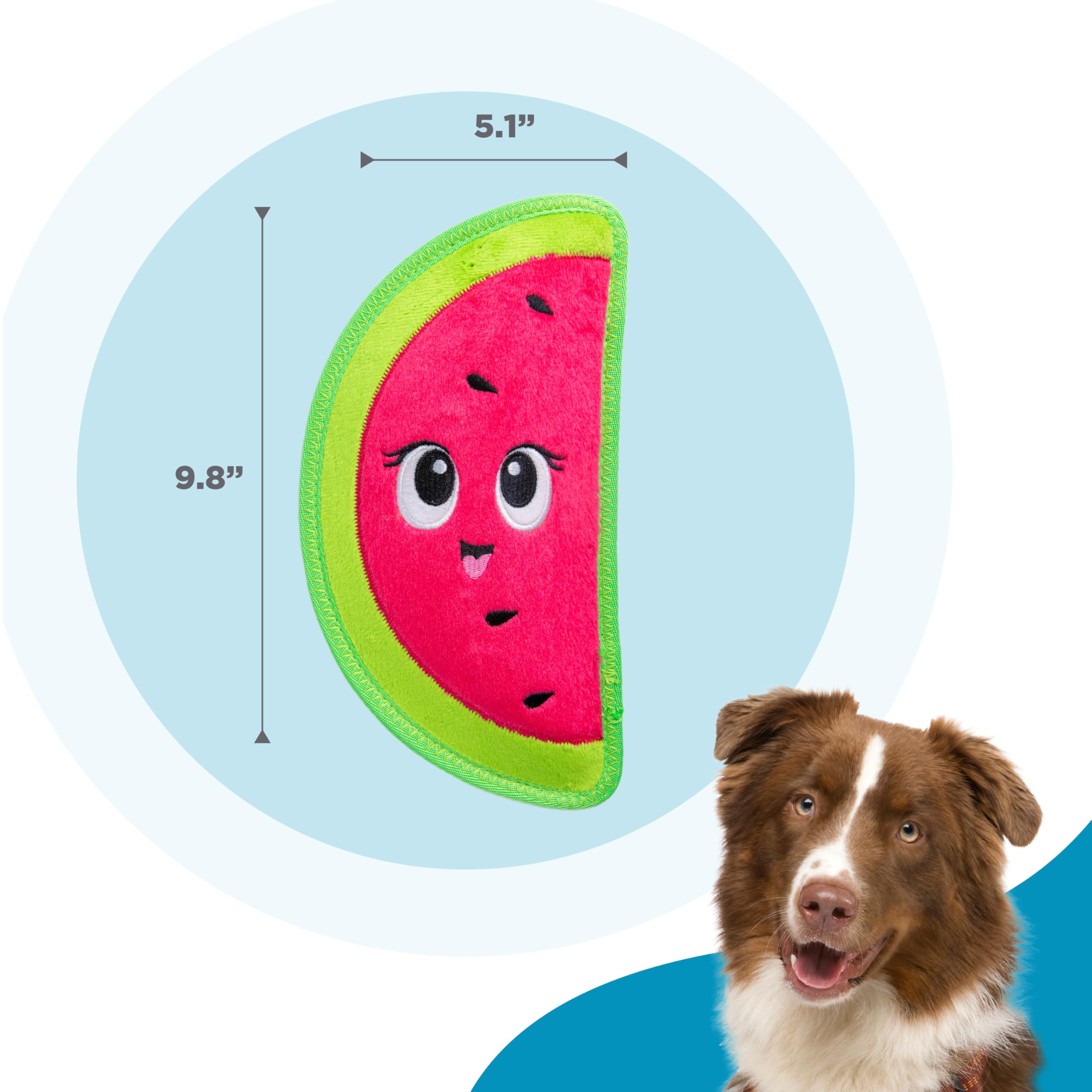 Outward Hound Tough Skinz Durable Squeaky Dog Toy with Two Tough Layers, Watermelon, Red, Medium