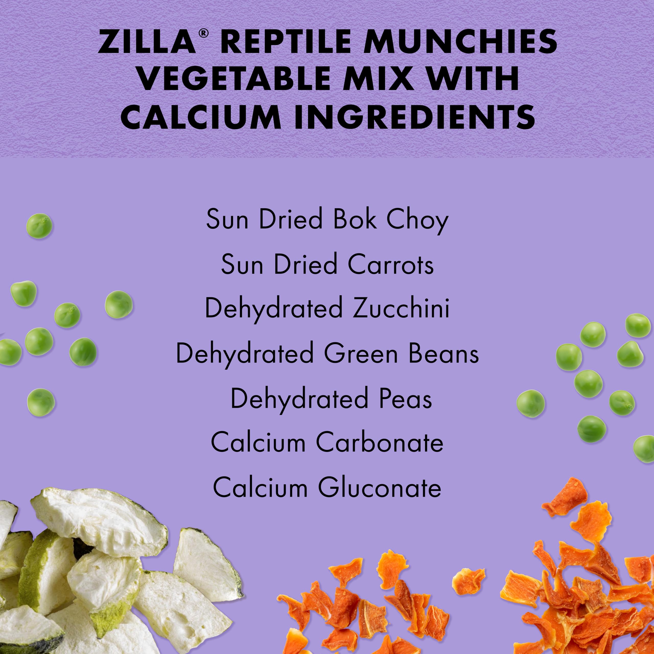 Zilla Reptile Food Munchies Vegetable Mix With Calcium, 4-Ounce