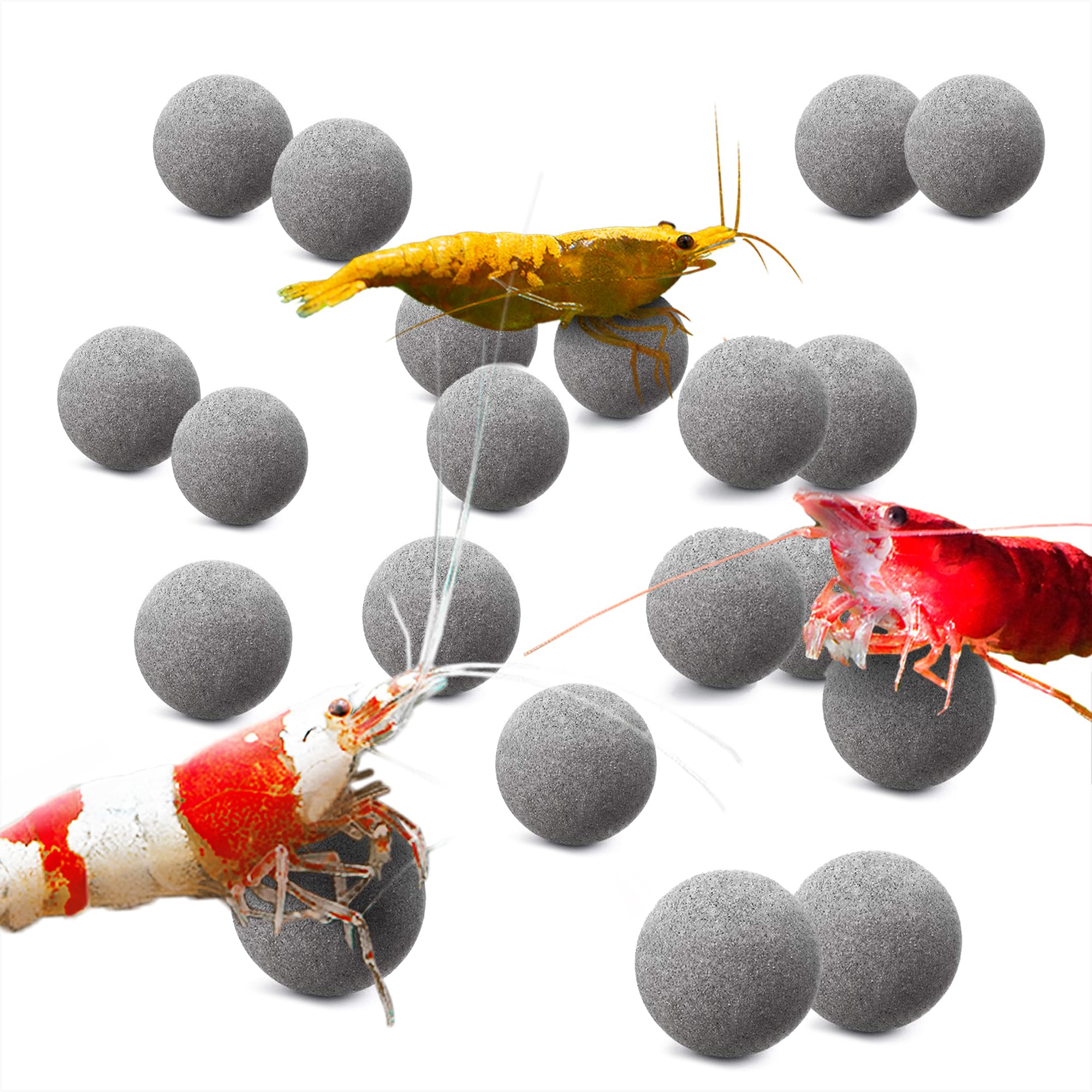 SunGrow Shrimp Water Conditioner Balls, 0.4    Calcium-Rich Balls for Aquarium, Promotes Shedding & Vibrance, 20-Pack